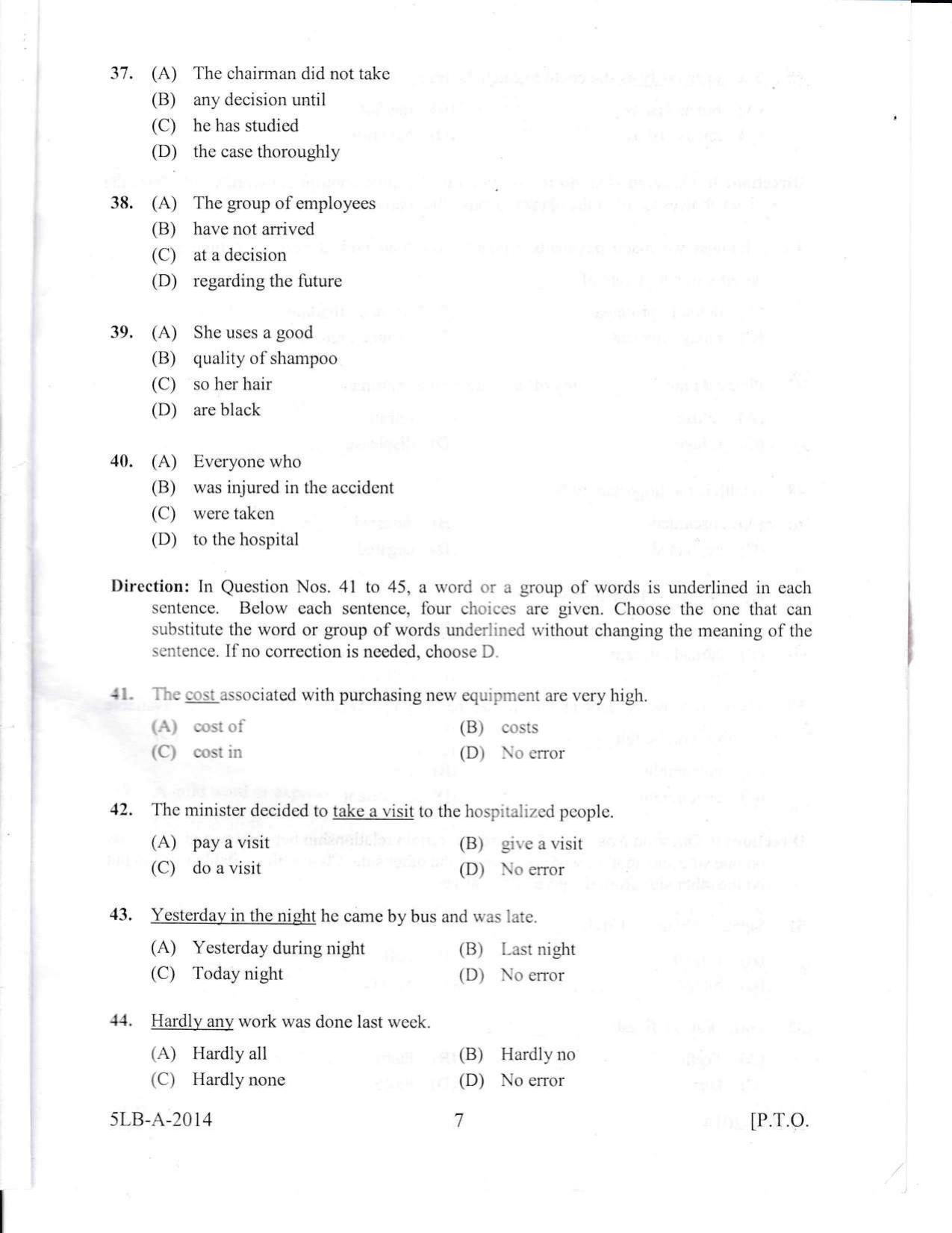 KLEE 5 Year LLB Exam 2014 Question Paper - Page 7