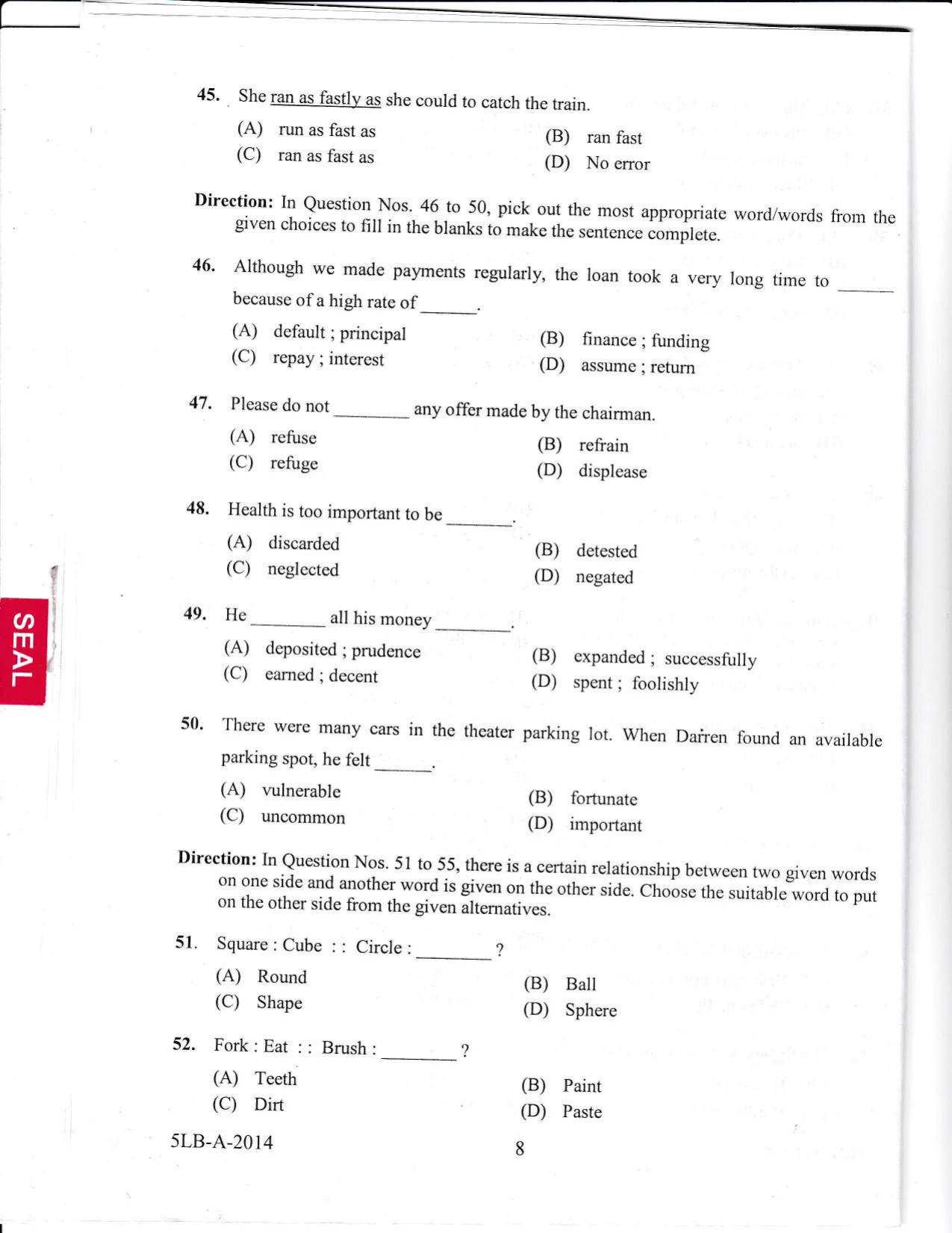 KLEE 5 Year LLB Exam 2014 Question Paper - Page 8