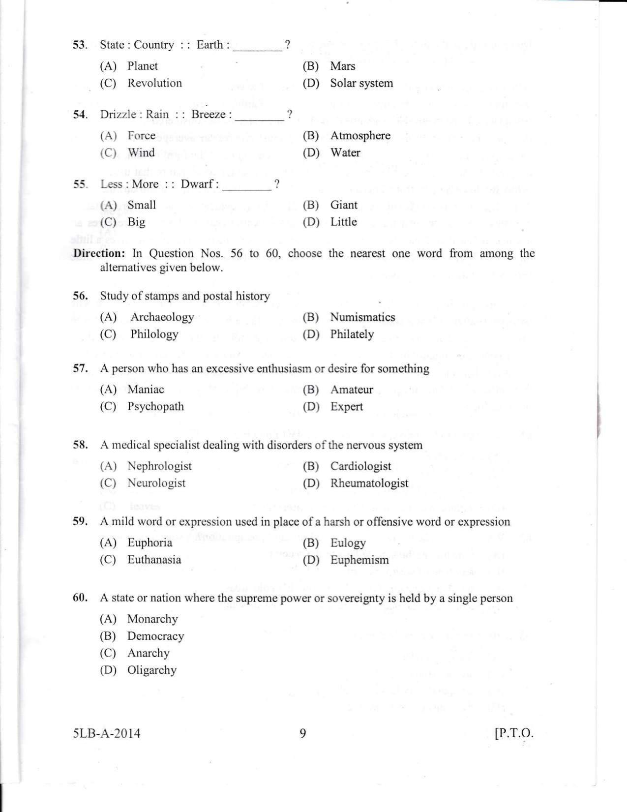 KLEE 5 Year LLB Exam 2014 Question Paper - Page 9
