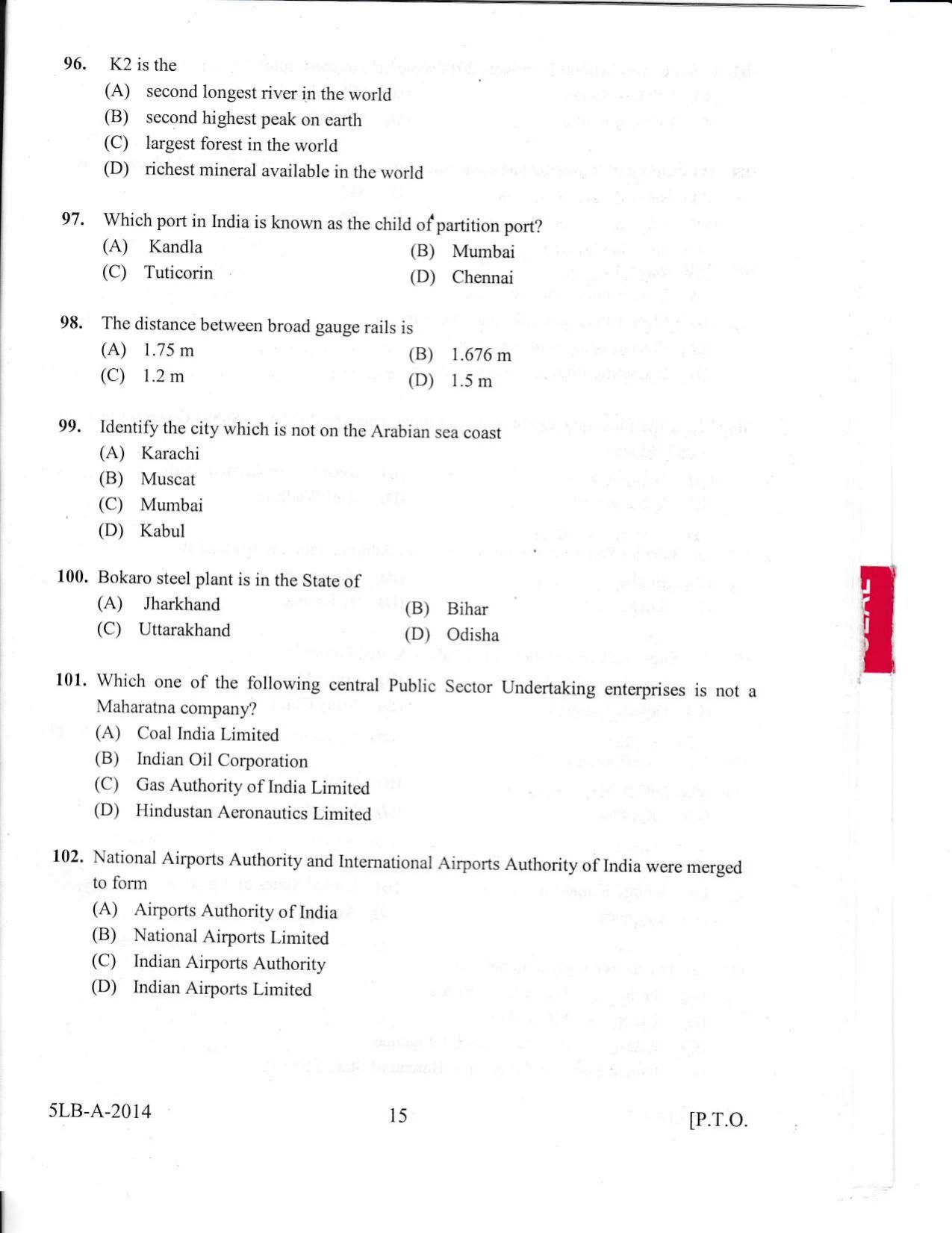 KLEE 5 Year LLB Exam 2014 Question Paper - Page 15