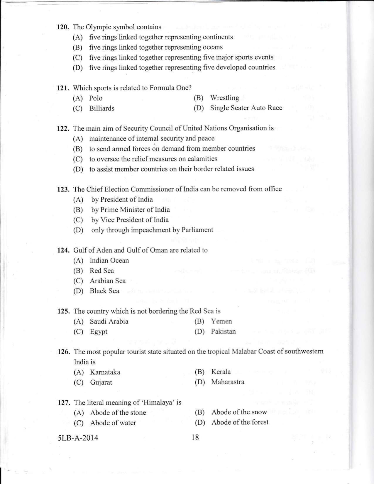 KLEE 5 Year LLB Exam 2014 Question Paper - Page 18