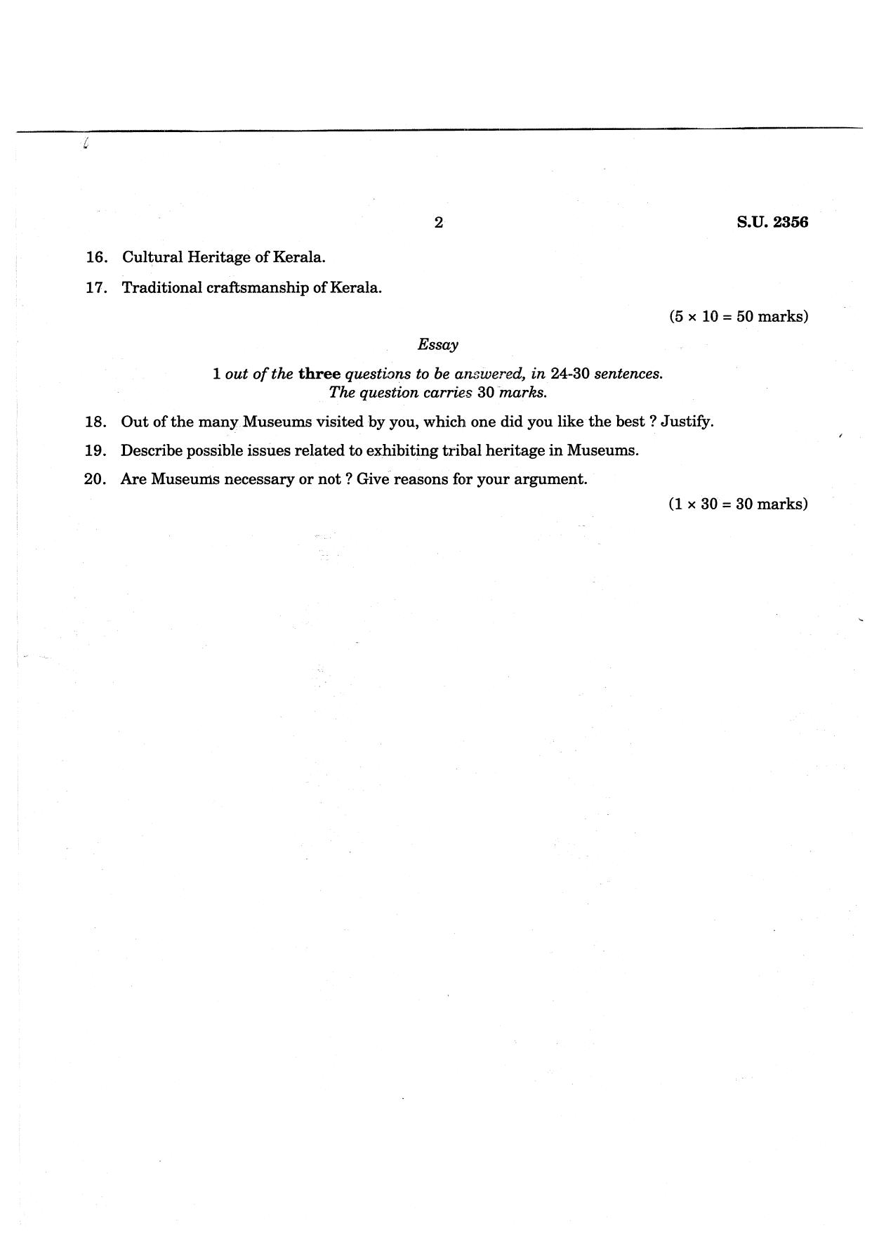 SSUS Entrance Exam Museology 2021 Question Paper - Page 2