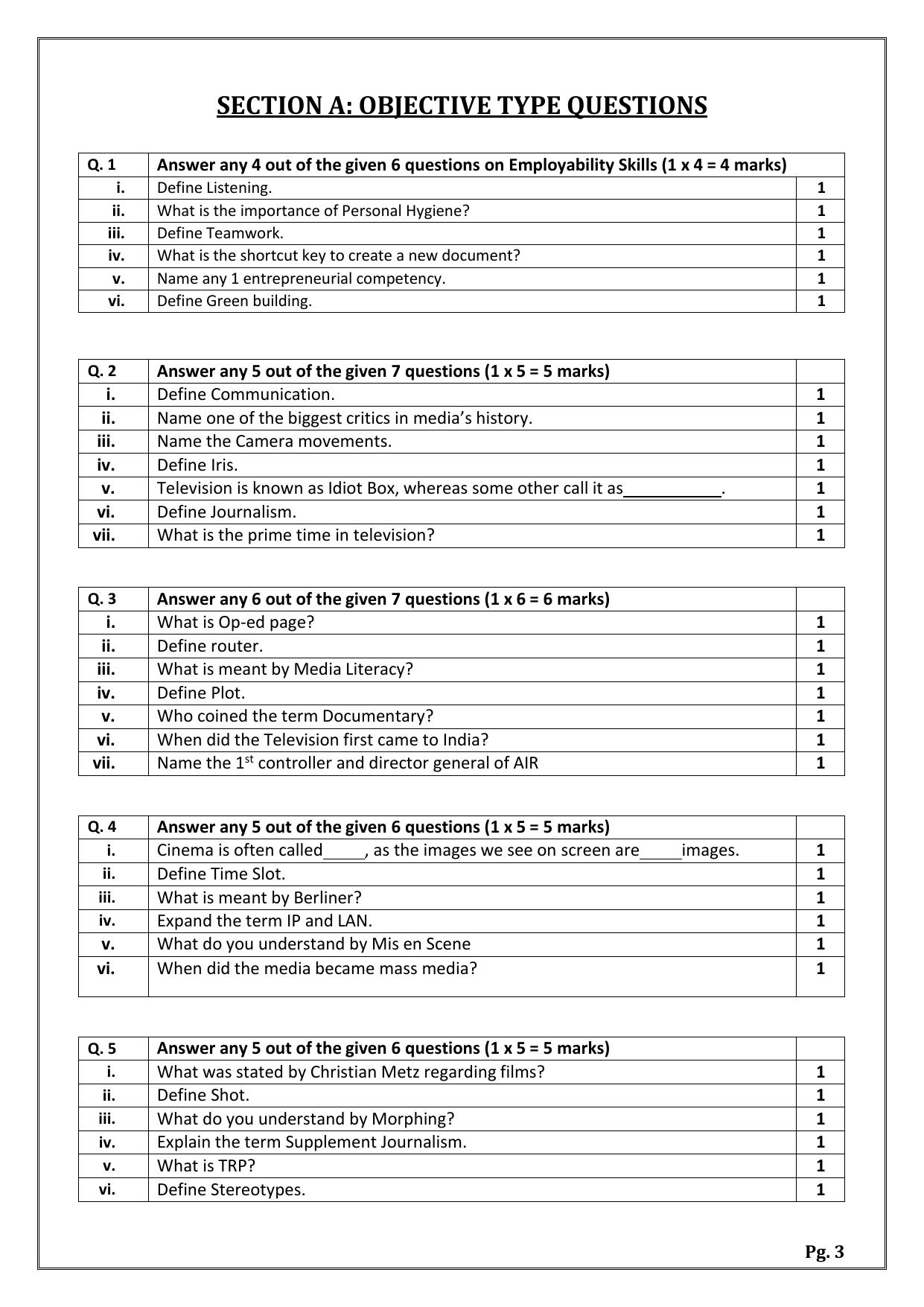 CBSE Class 11: Mass Media Studies 2025 Sample Paper - Page 3