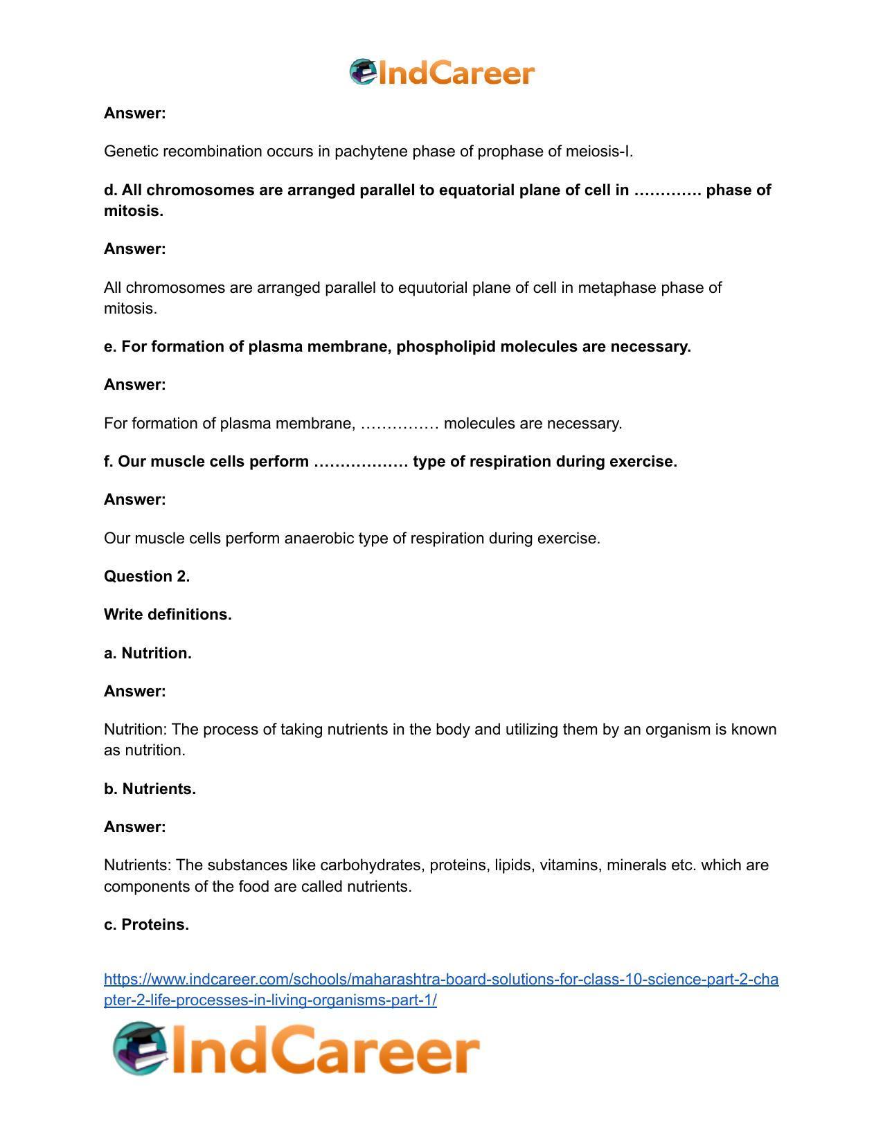 Maharashtra Board Solutions for Class 10- Science (Part 2): Chapter 2- Life Processes in Living Organisms Part – 1 - Page 3