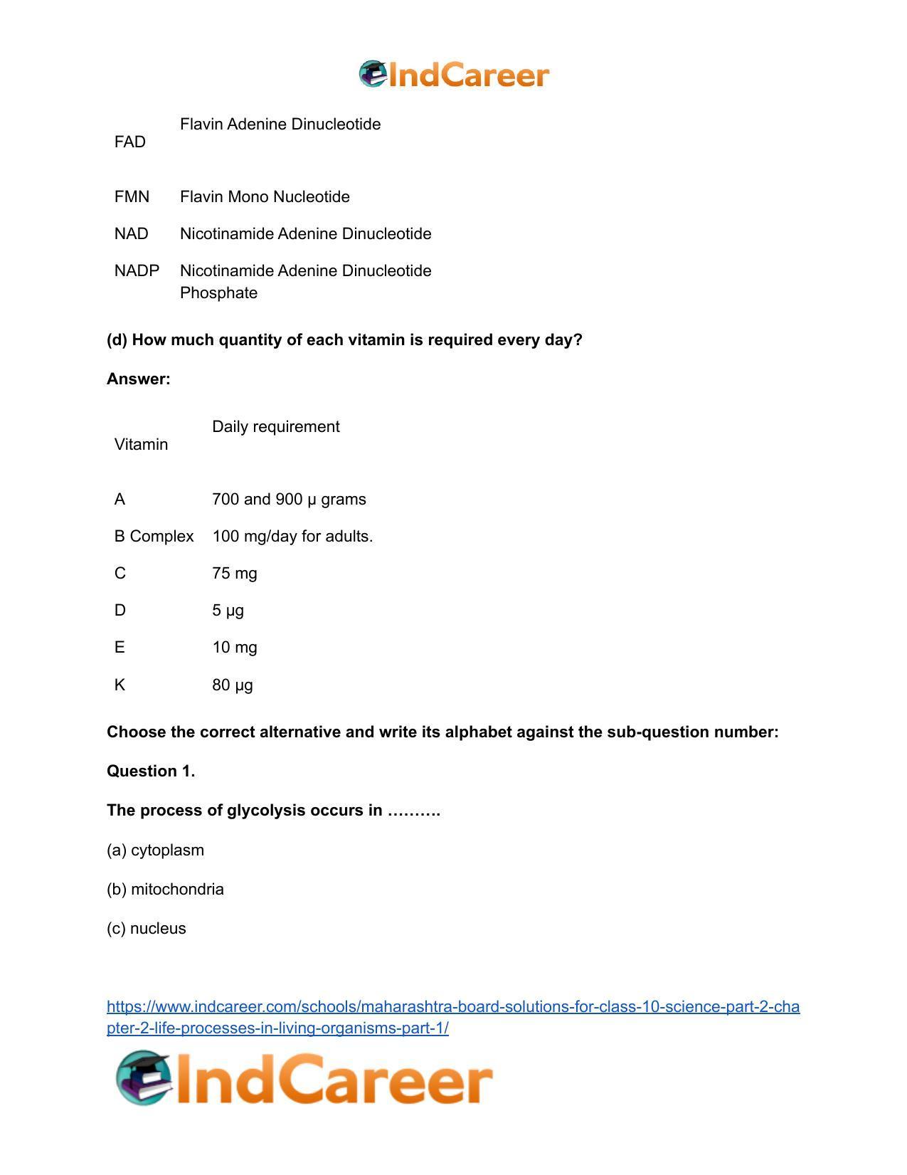 Maharashtra Board Solutions for Class 10- Science (Part 2): Chapter 2- Life Processes in Living Organisms Part – 1 - Page 26