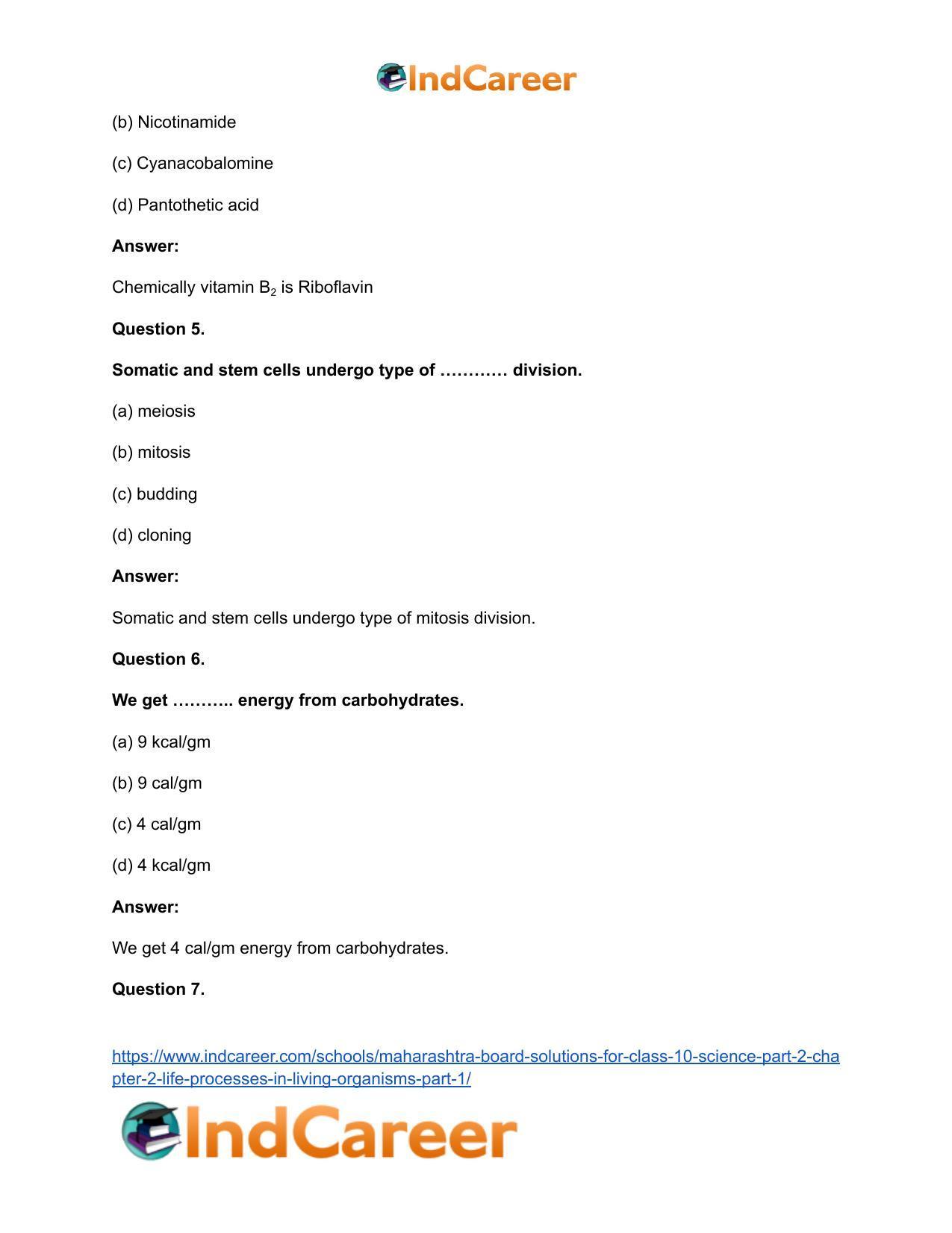 Maharashtra Board Solutions for Class 10- Science (Part 2): Chapter 2- Life Processes in Living Organisms Part – 1 - Page 28