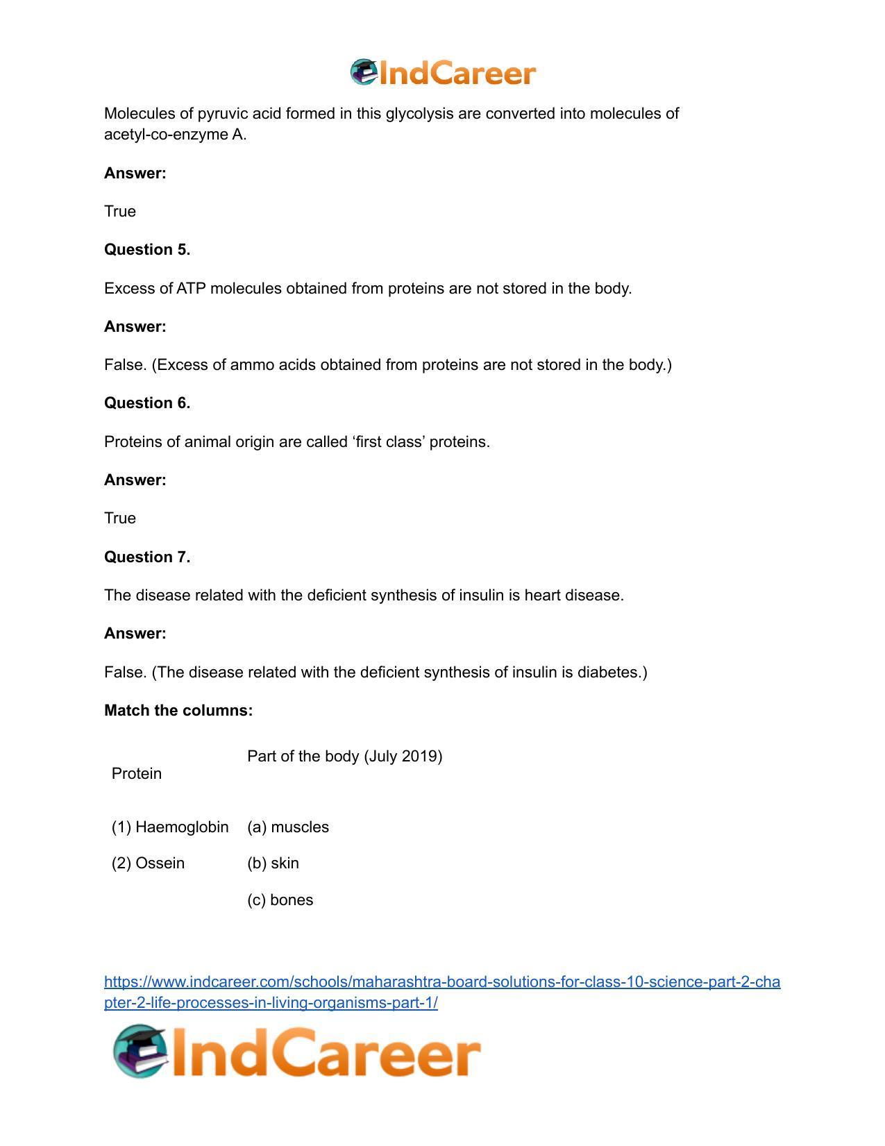 Maharashtra Board Solutions for Class 10- Science (Part 2): Chapter 2- Life Processes in Living Organisms Part – 1 - Page 30