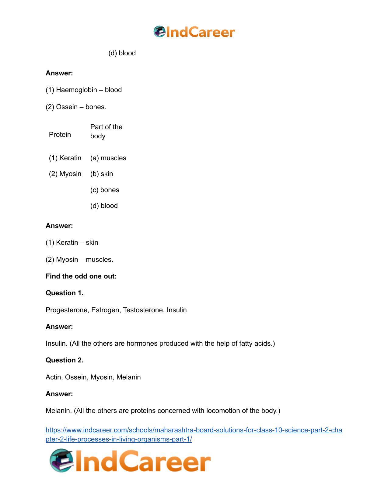 Maharashtra Board Solutions for Class 10- Science (Part 2): Chapter 2- Life Processes in Living Organisms Part – 1 - Page 31