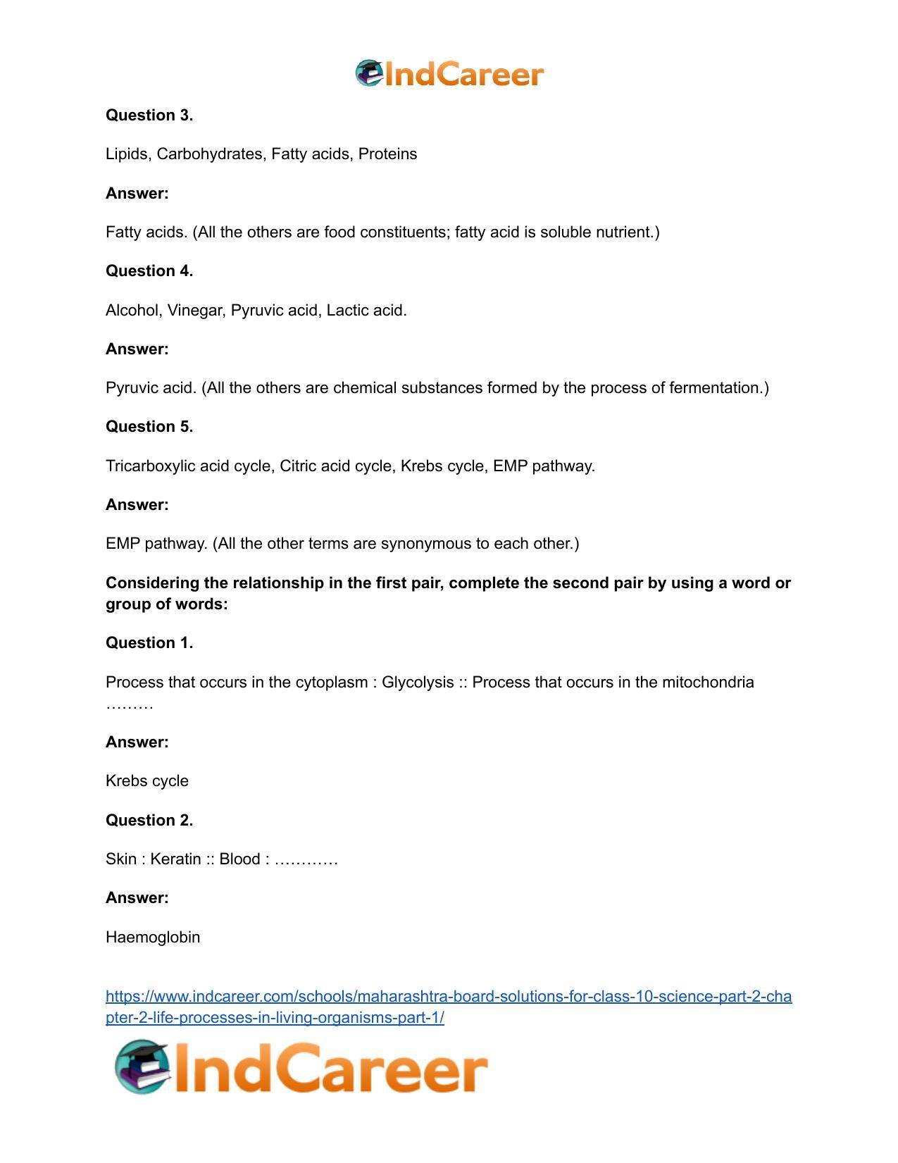 Maharashtra Board Solutions for Class 10- Science (Part 2): Chapter 2- Life Processes in Living Organisms Part – 1 - Page 32