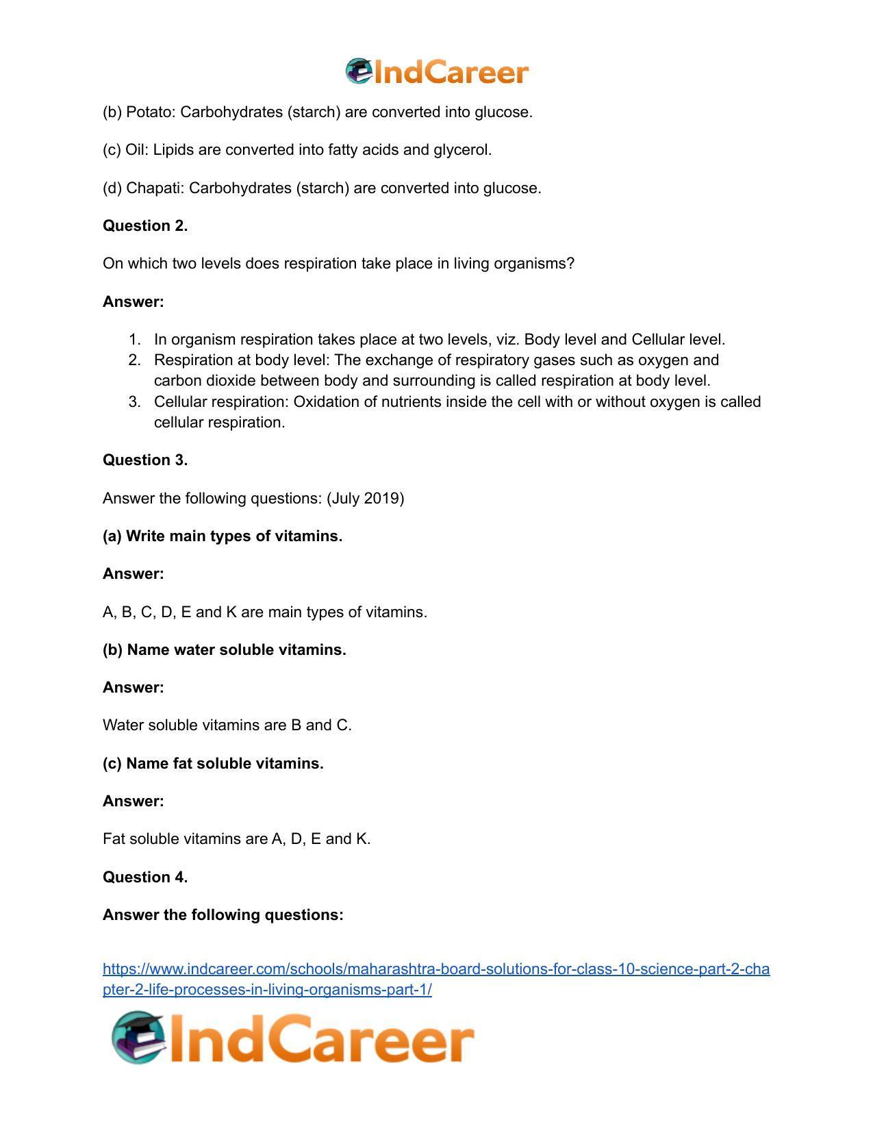 Maharashtra Board Solutions for Class 10- Science (Part 2): Chapter 2- Life Processes in Living Organisms Part – 1 - Page 36