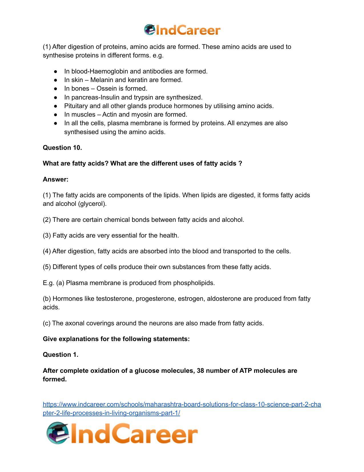 Maharashtra Board Solutions for Class 10- Science (Part 2): Chapter 2- Life Processes in Living Organisms Part – 1 - Page 39