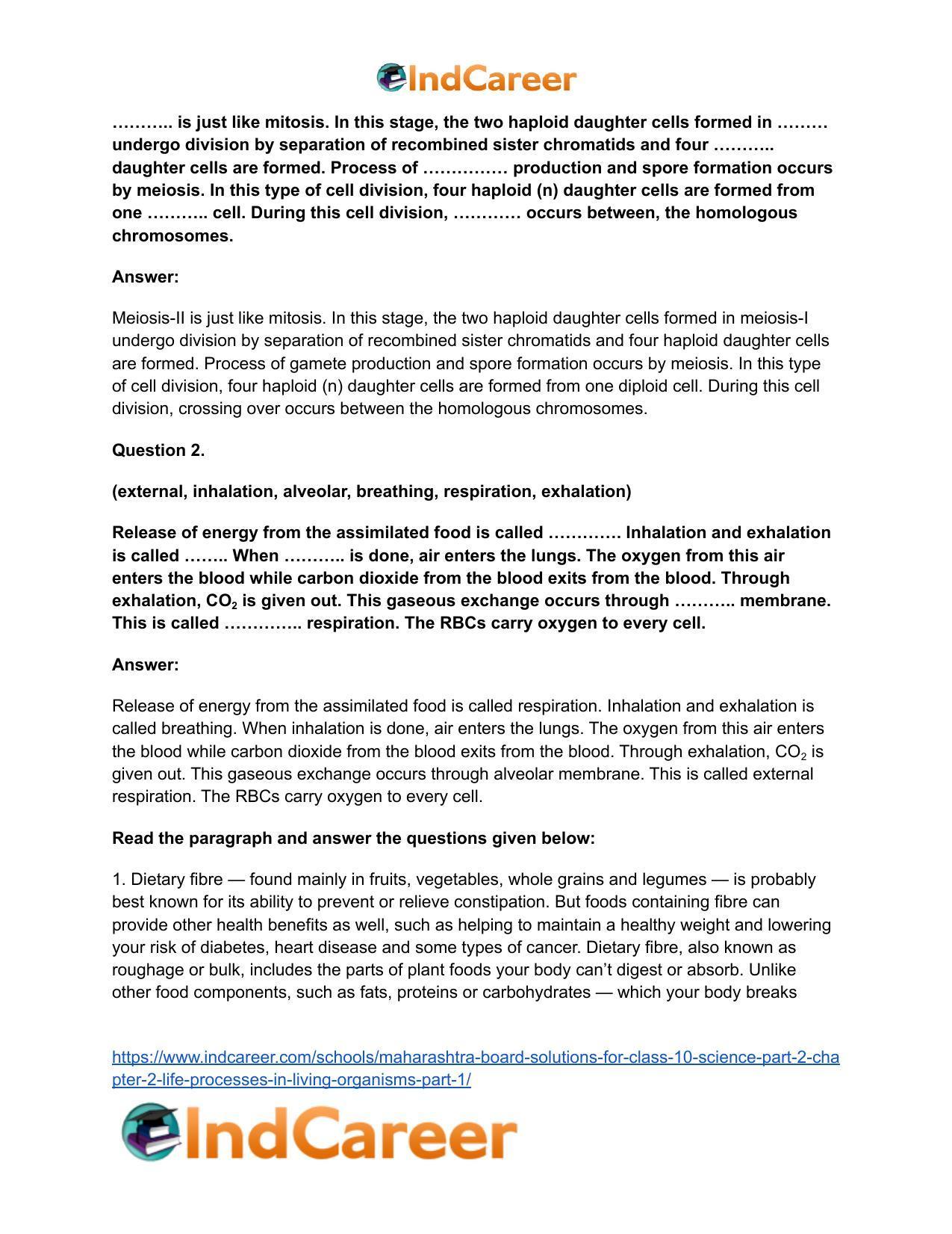 Maharashtra Board Solutions for Class 10- Science (Part 2): Chapter 2- Life Processes in Living Organisms Part – 1 - Page 42