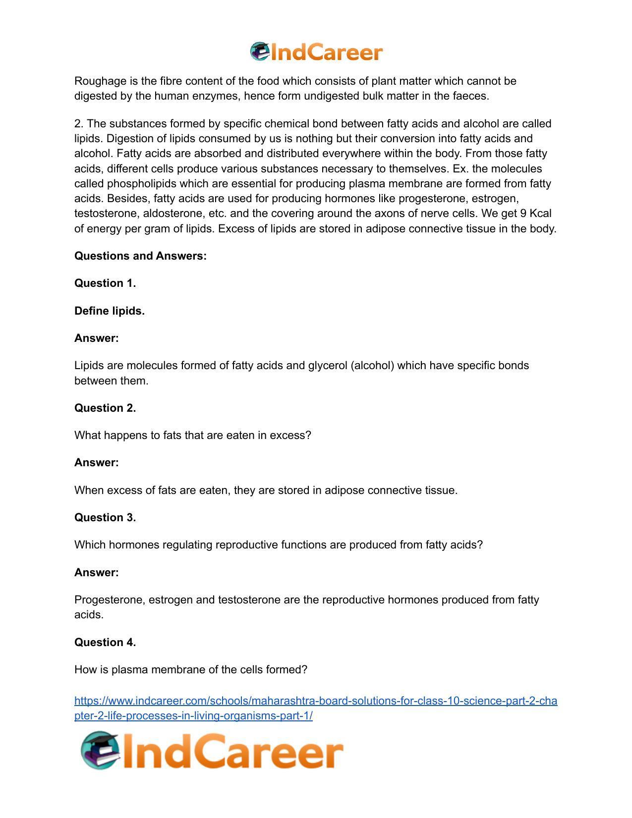 Maharashtra Board Solutions for Class 10- Science (Part 2): Chapter 2- Life Processes in Living Organisms Part – 1 - Page 44