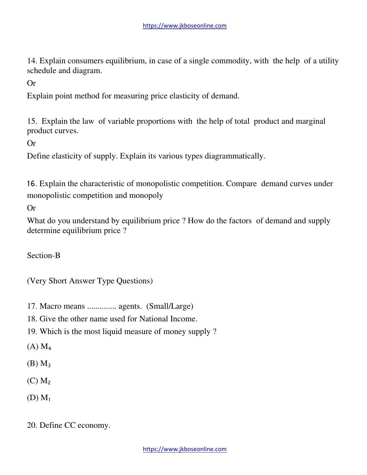 JKBOSE Class 12 Economics 2016-C Question Papers 2020 - Page 3