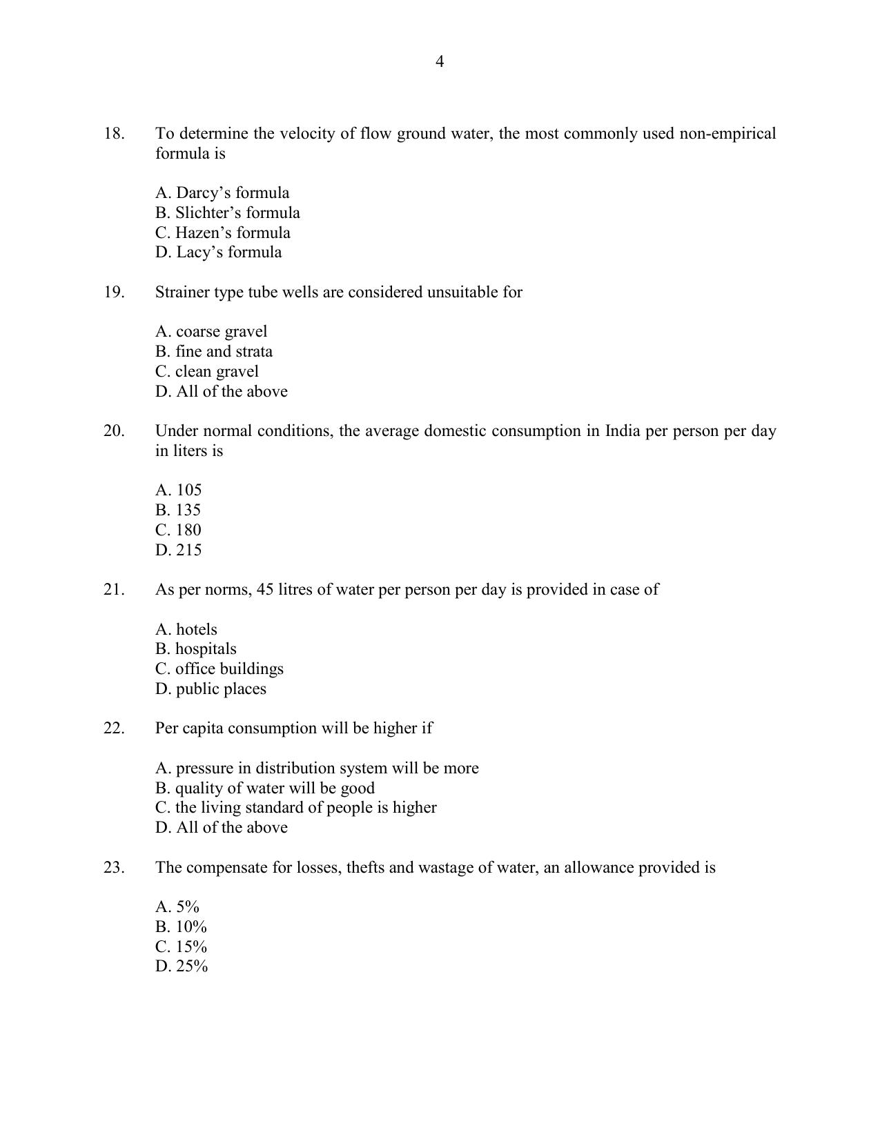 CUSAT CAT 2016 Engineering Sc. Question Paper - Page 4