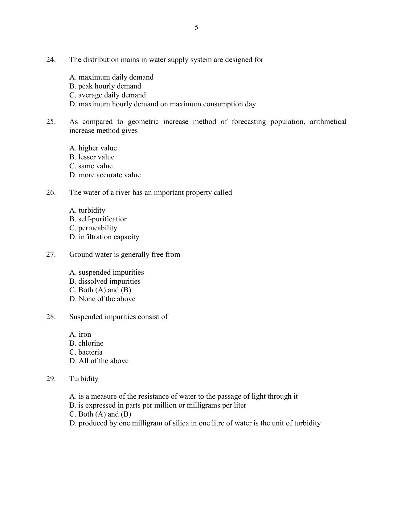 CUSAT CAT 2016 Engineering Sc. Question Paper - Page 5