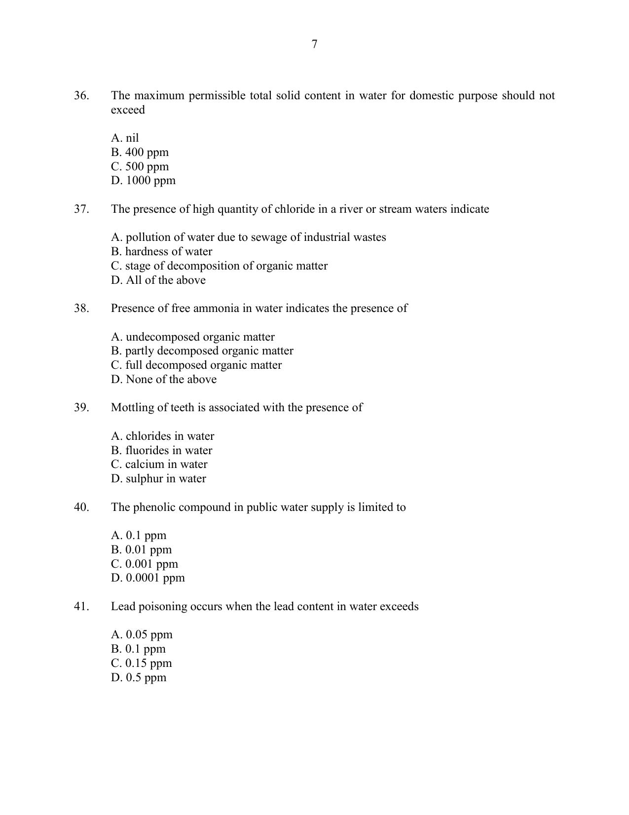 CUSAT CAT 2016 Engineering Sc. Question Paper - Page 7