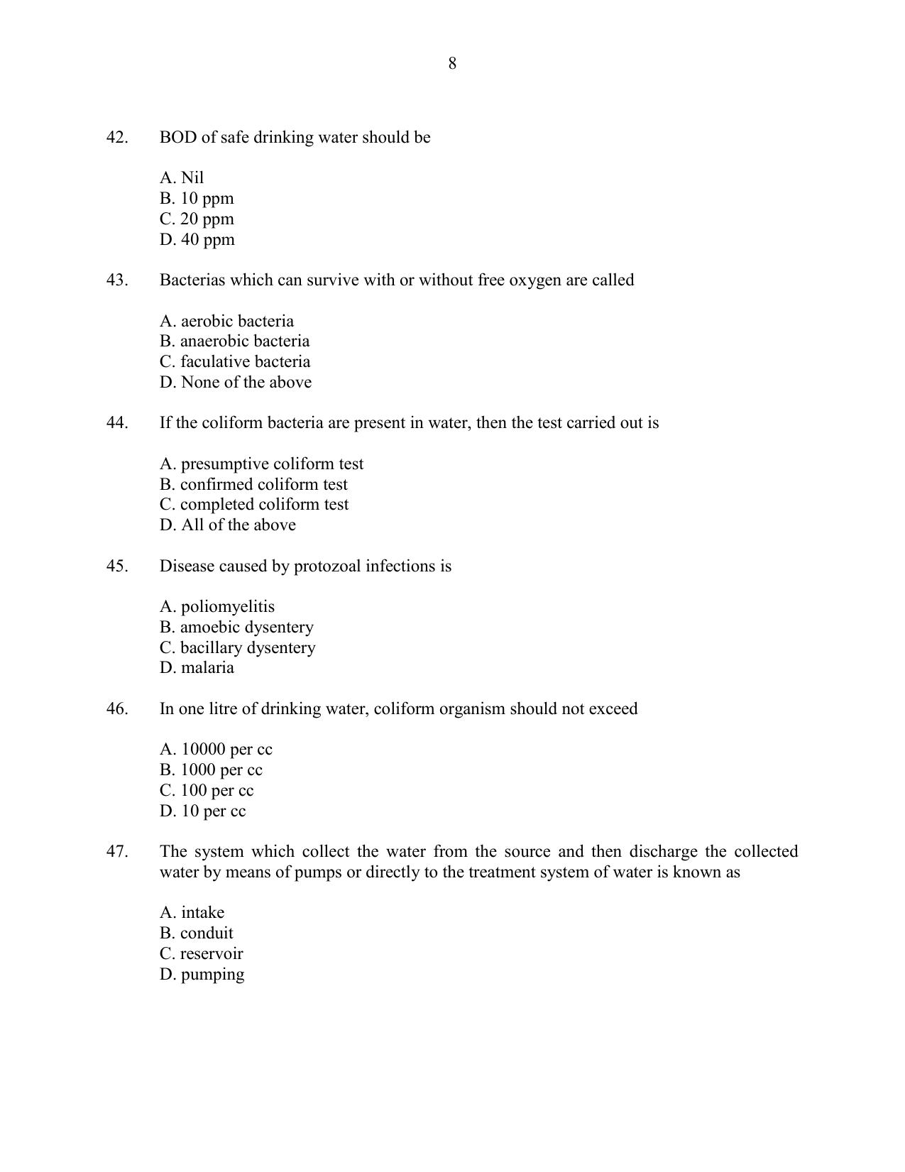CUSAT CAT 2016 Engineering Sc. Question Paper - Page 8