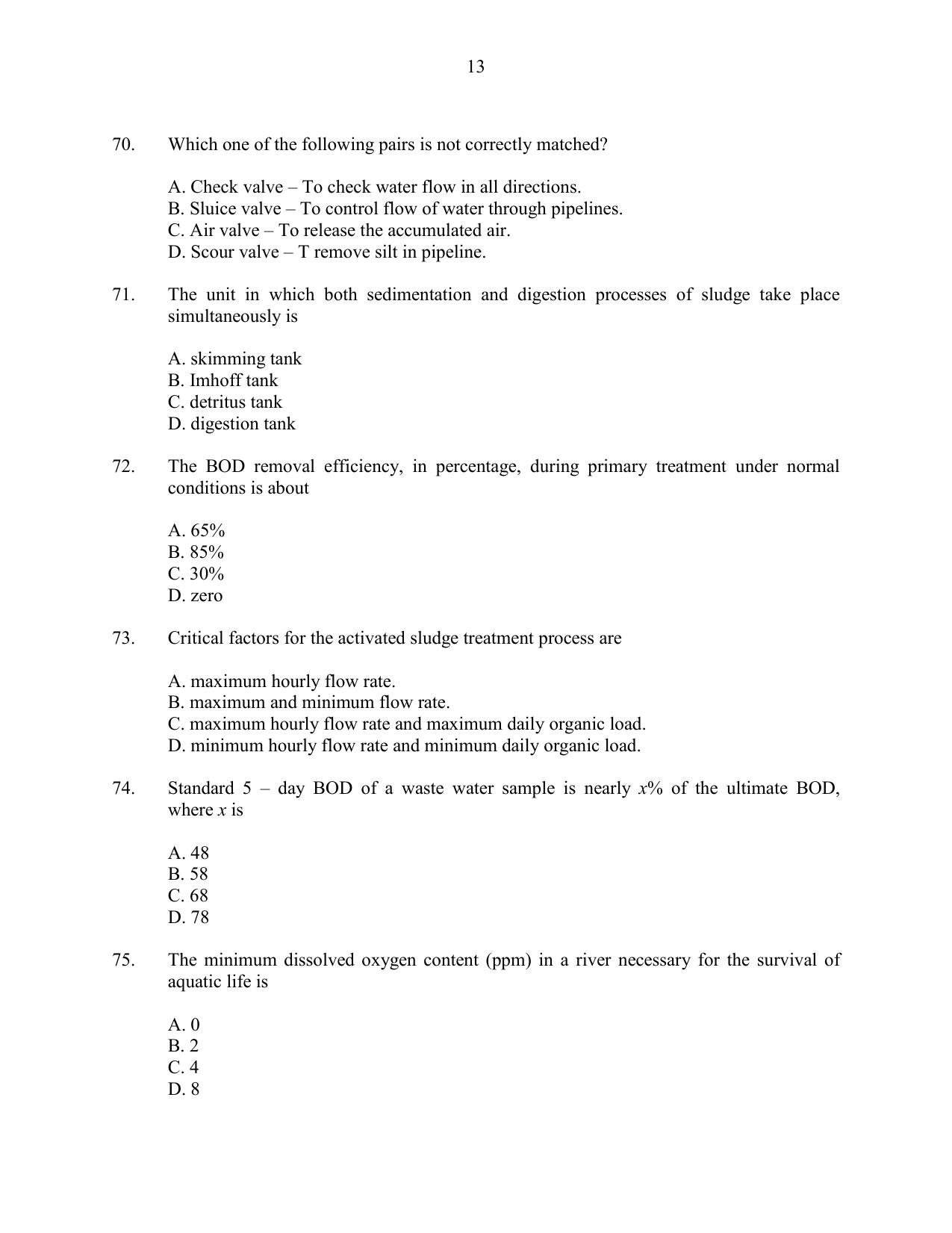 CUSAT CAT 2016 Engineering Sc. Question Paper - Page 13