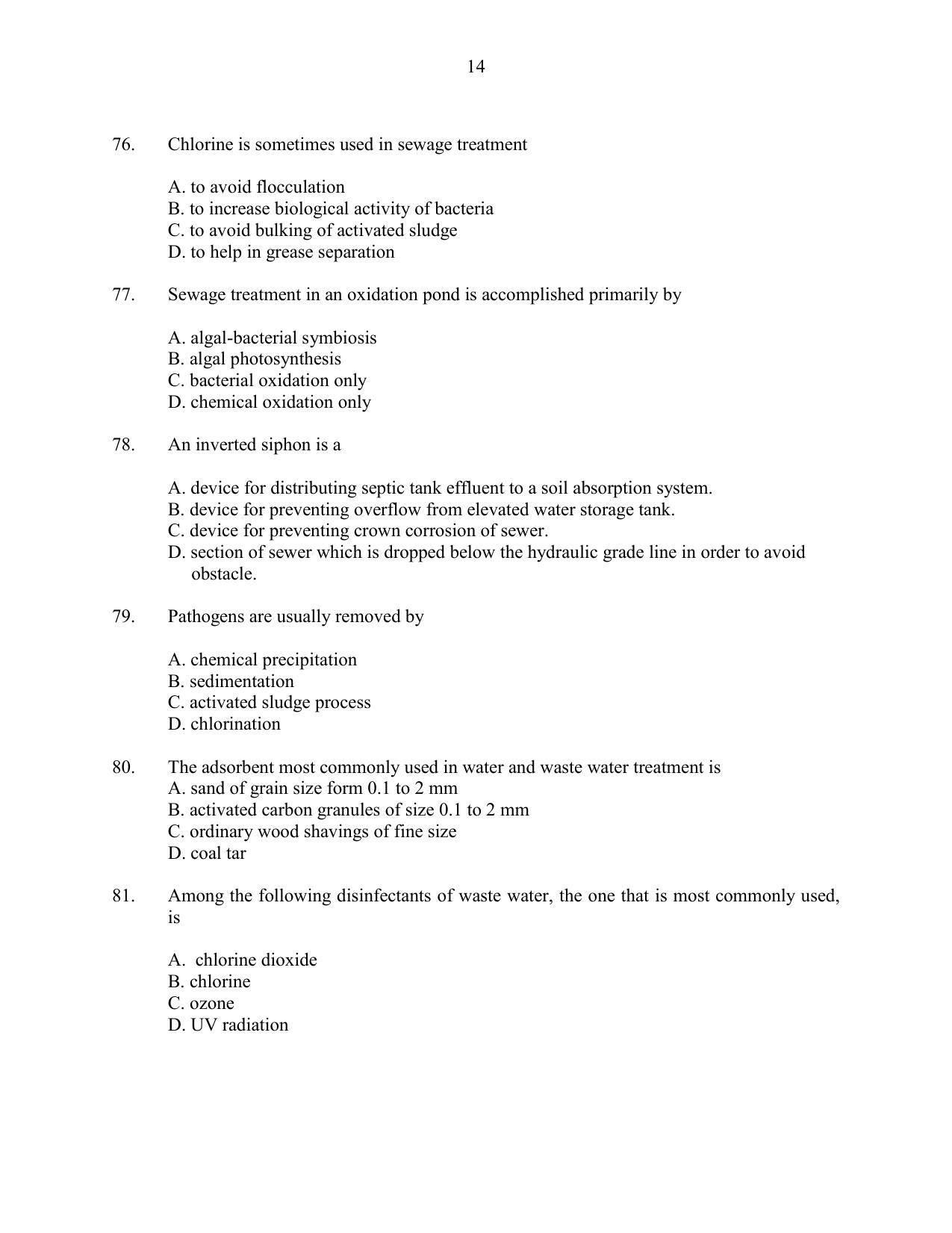 CUSAT CAT 2016 Engineering Sc. Question Paper - Page 14