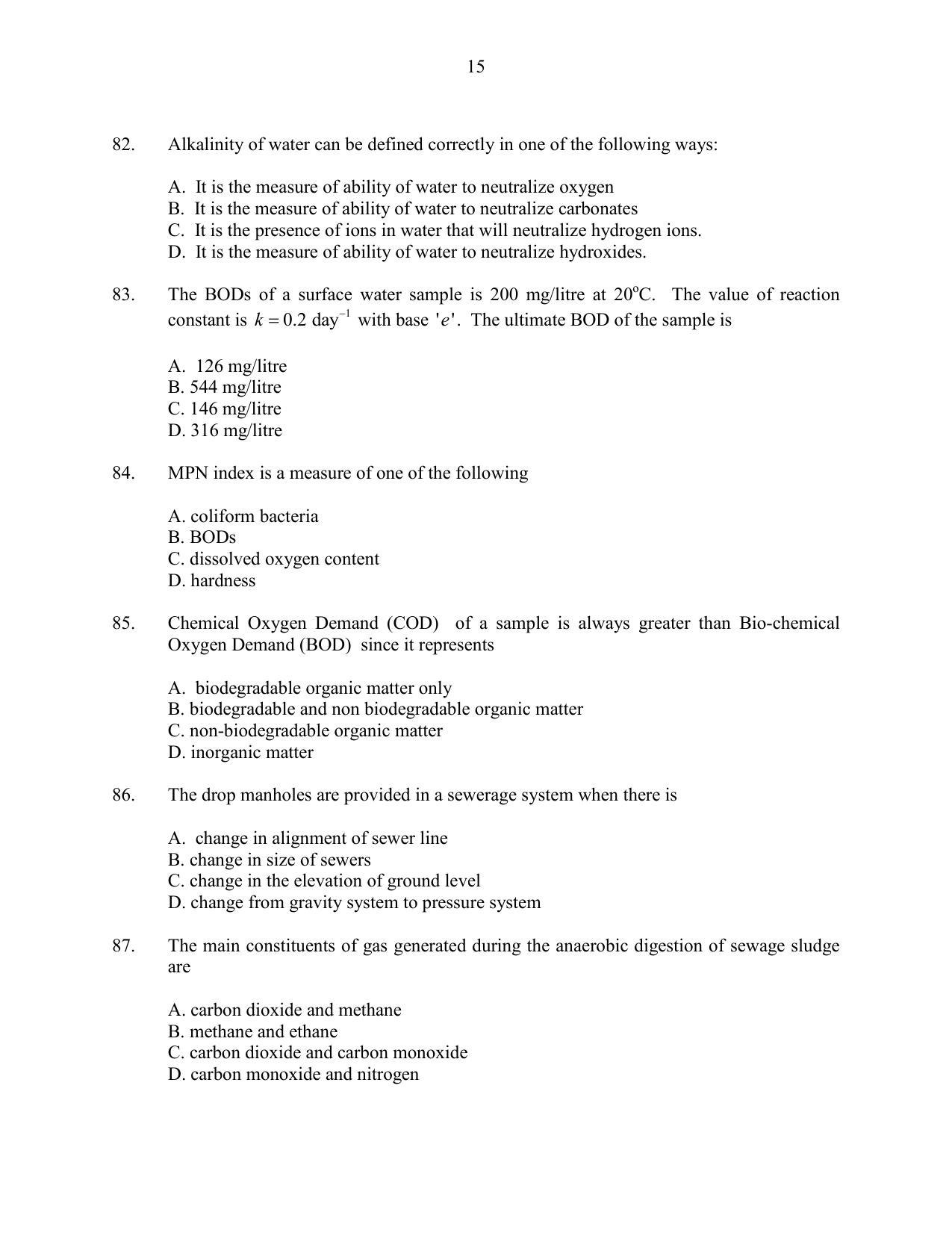 CUSAT CAT 2016 Engineering Sc. Question Paper - Page 15