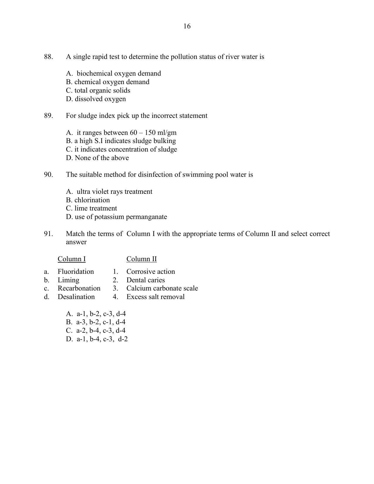 CUSAT CAT 2016 Engineering Sc. Question Paper - Page 16