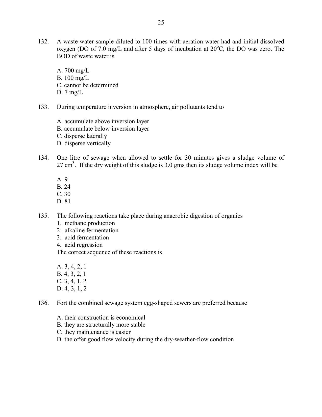CUSAT CAT 2016 Engineering Sc. Question Paper - Page 25