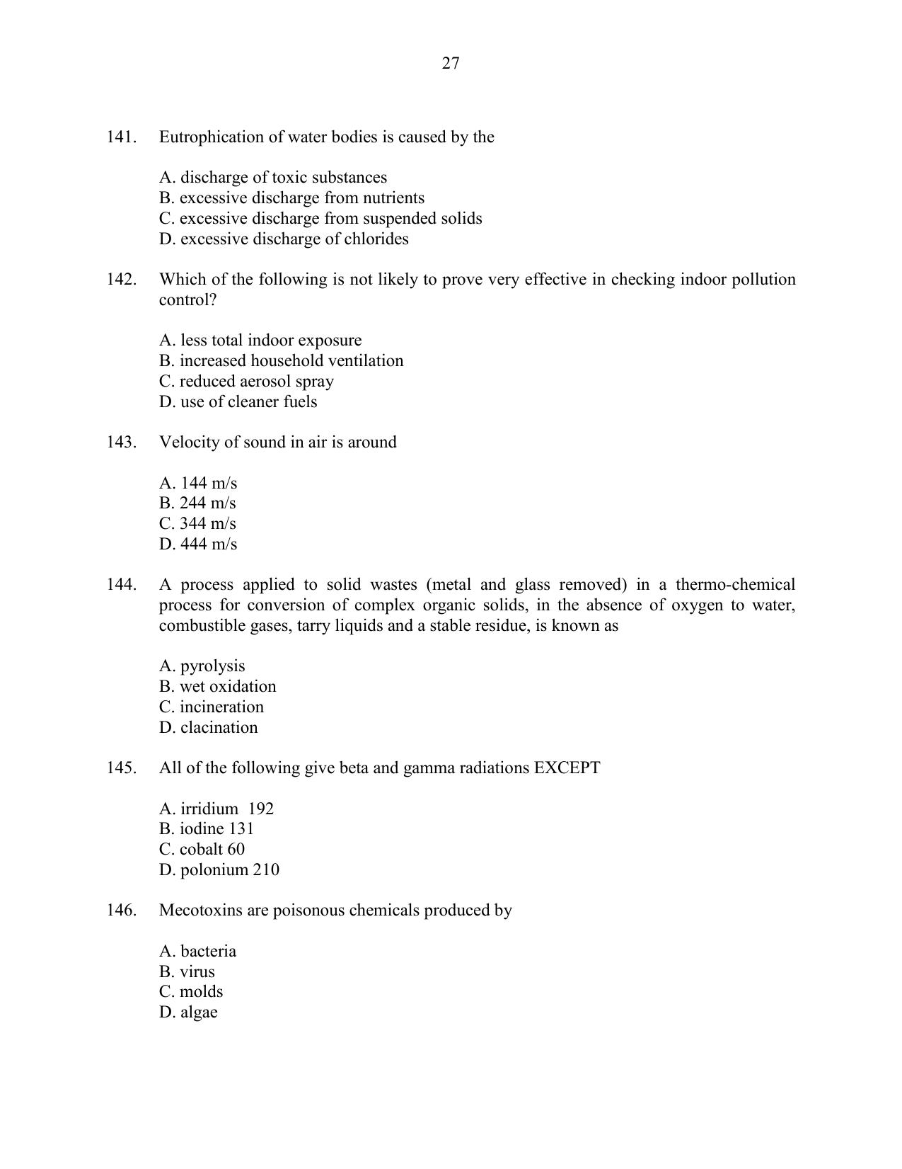 CUSAT CAT 2016 Engineering Sc. Question Paper - Page 27