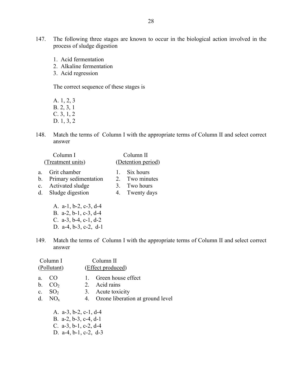 CUSAT CAT 2016 Engineering Sc. Question Paper - Page 28