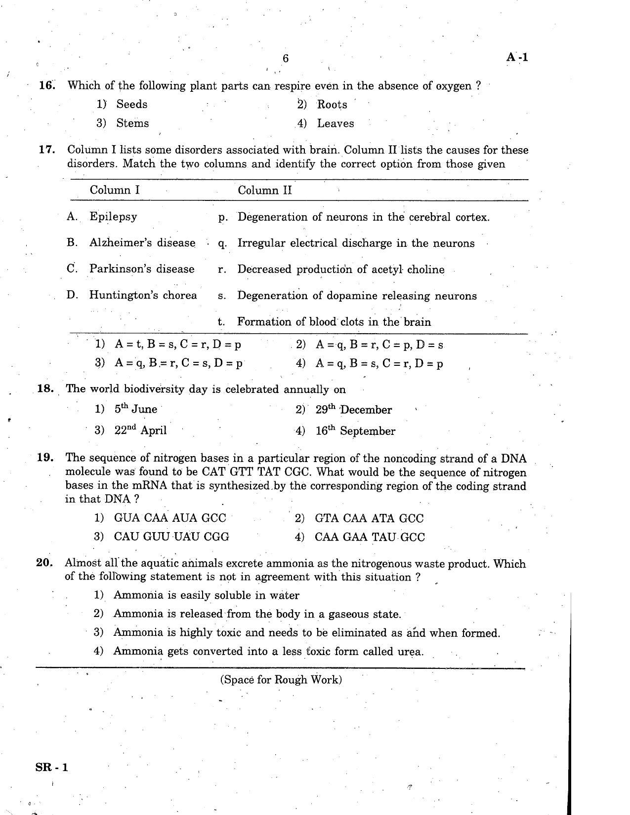 KCET Biology 2006 Question Papers - Page 6