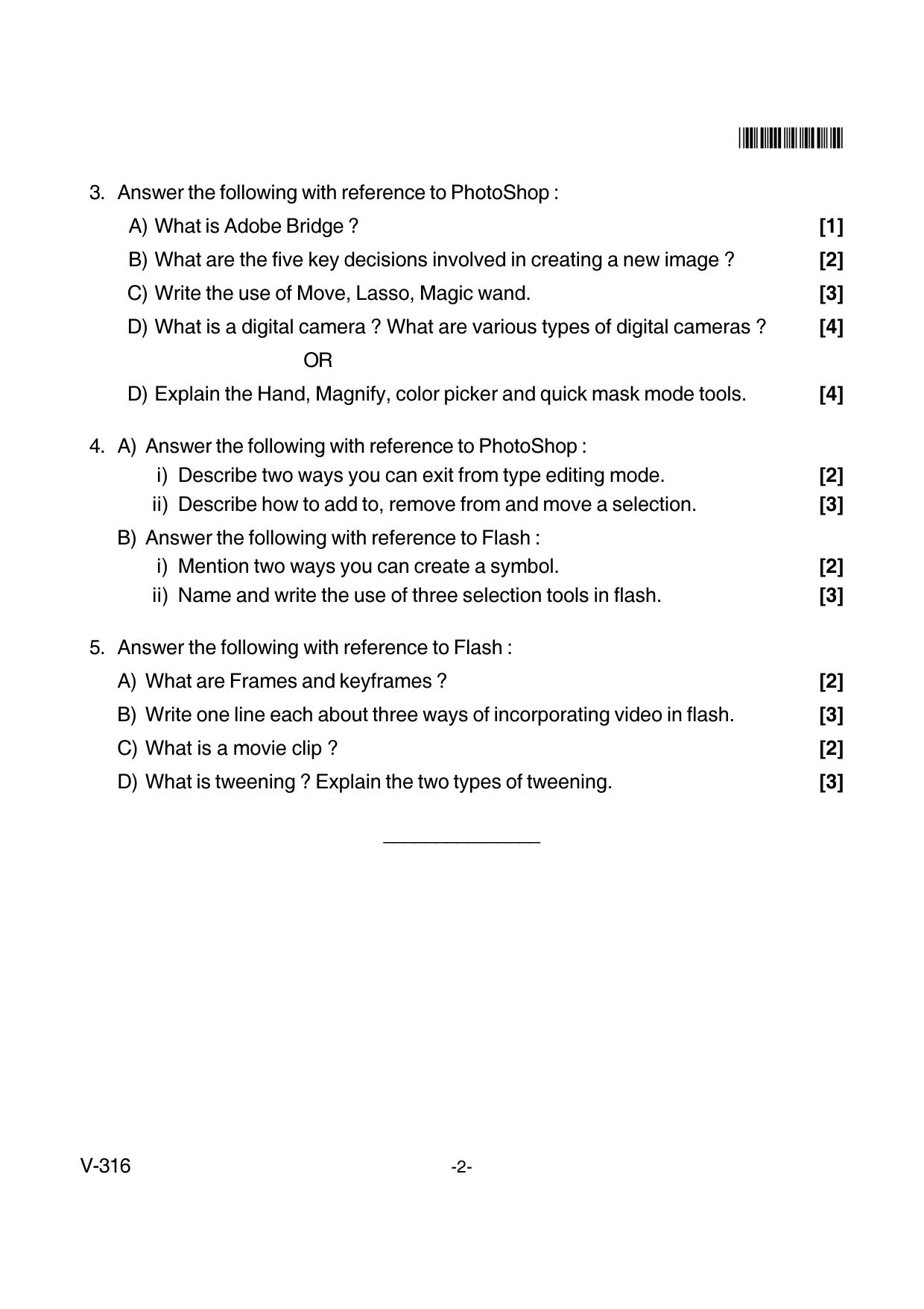 Goa Board Class 12 Computer Software Application  Voc 316 New Pattern (March 2018) Question Paper - Page 2