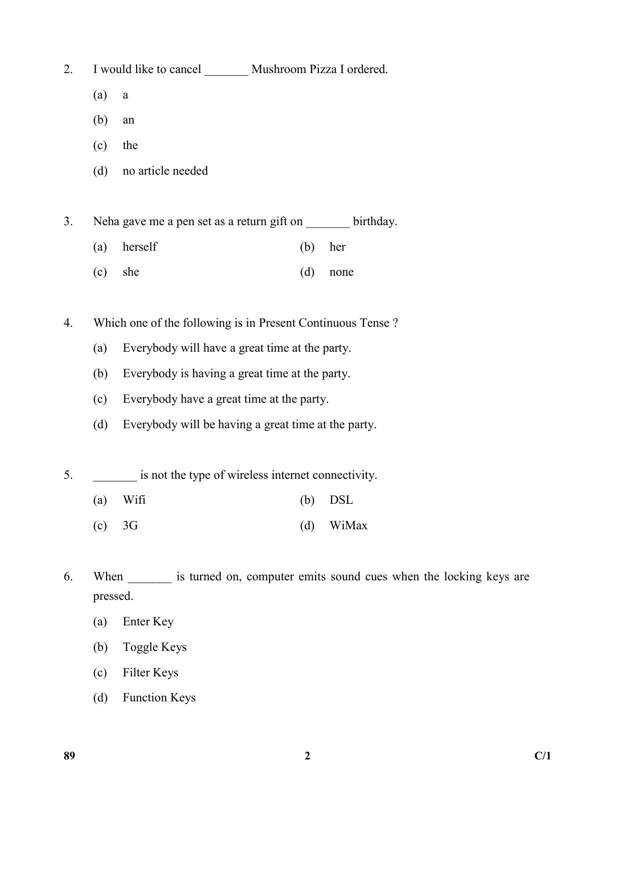CBSE Class 10 89 (Information Technology) 2018 Compartment Question Paper - Page 2