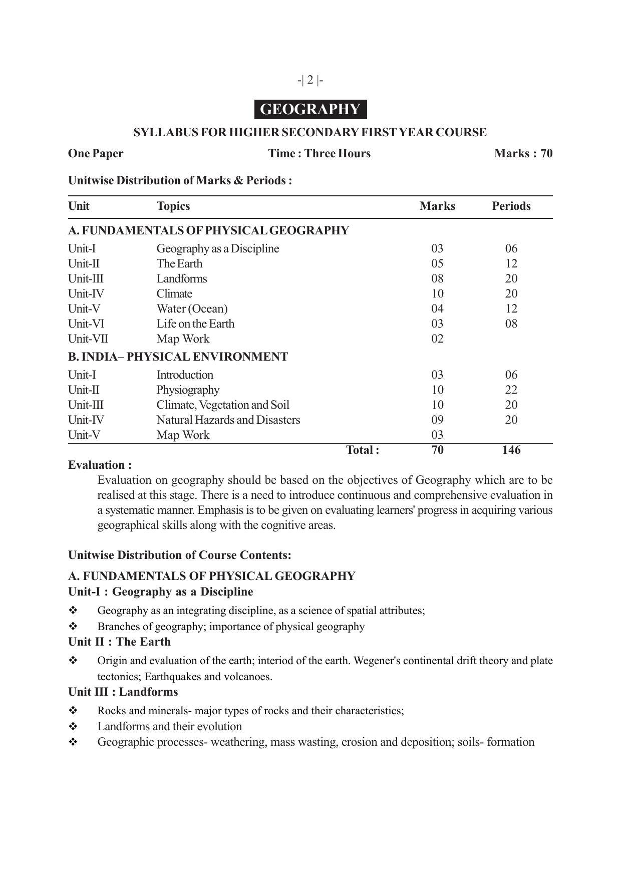 AHSEC 1st Year Geography Syllabus - Page 2