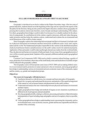 AHSEC 1st Year Geography Syllabus