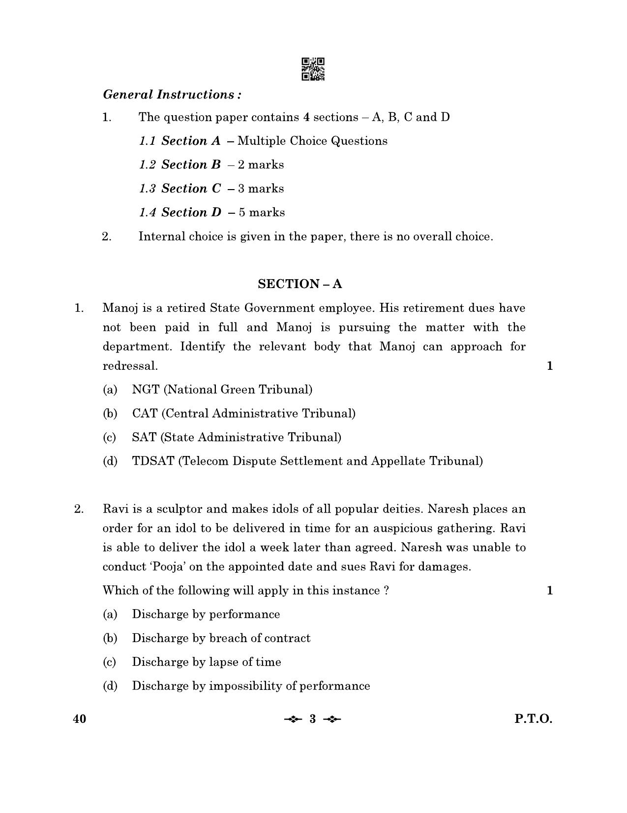 CBSE Class 12 40_Legal Studies 2023 Question Paper - Page 3