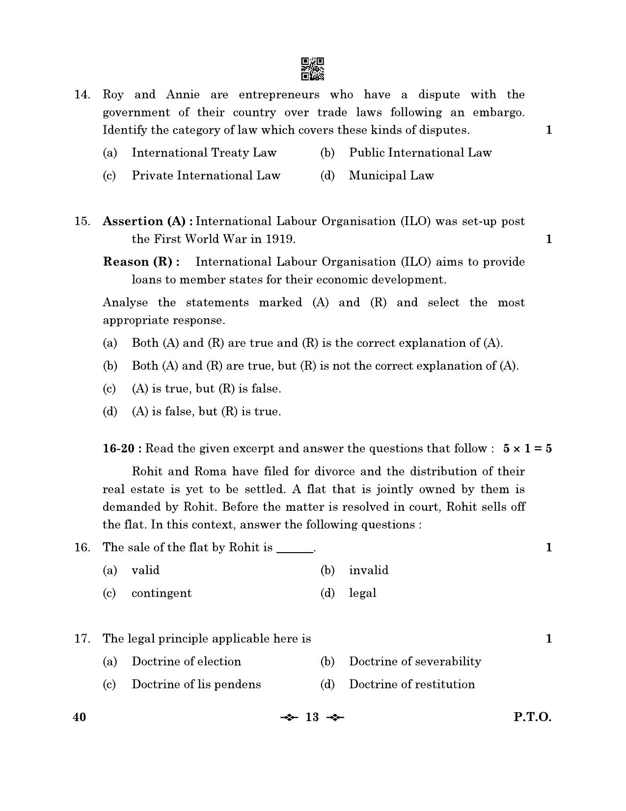 CBSE Class 12 40_Legal Studies 2023 Question Paper - Page 13