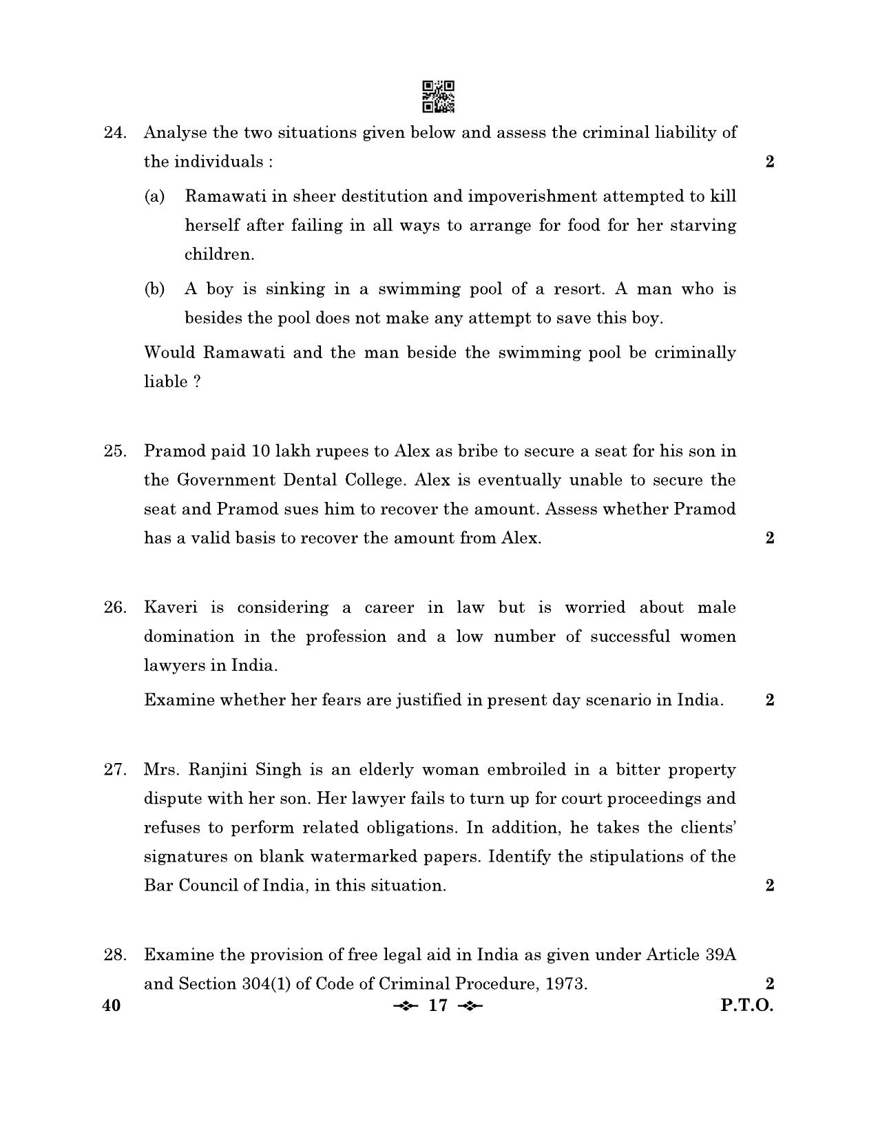 CBSE Class 12 40_Legal Studies 2023 Question Paper - Page 17