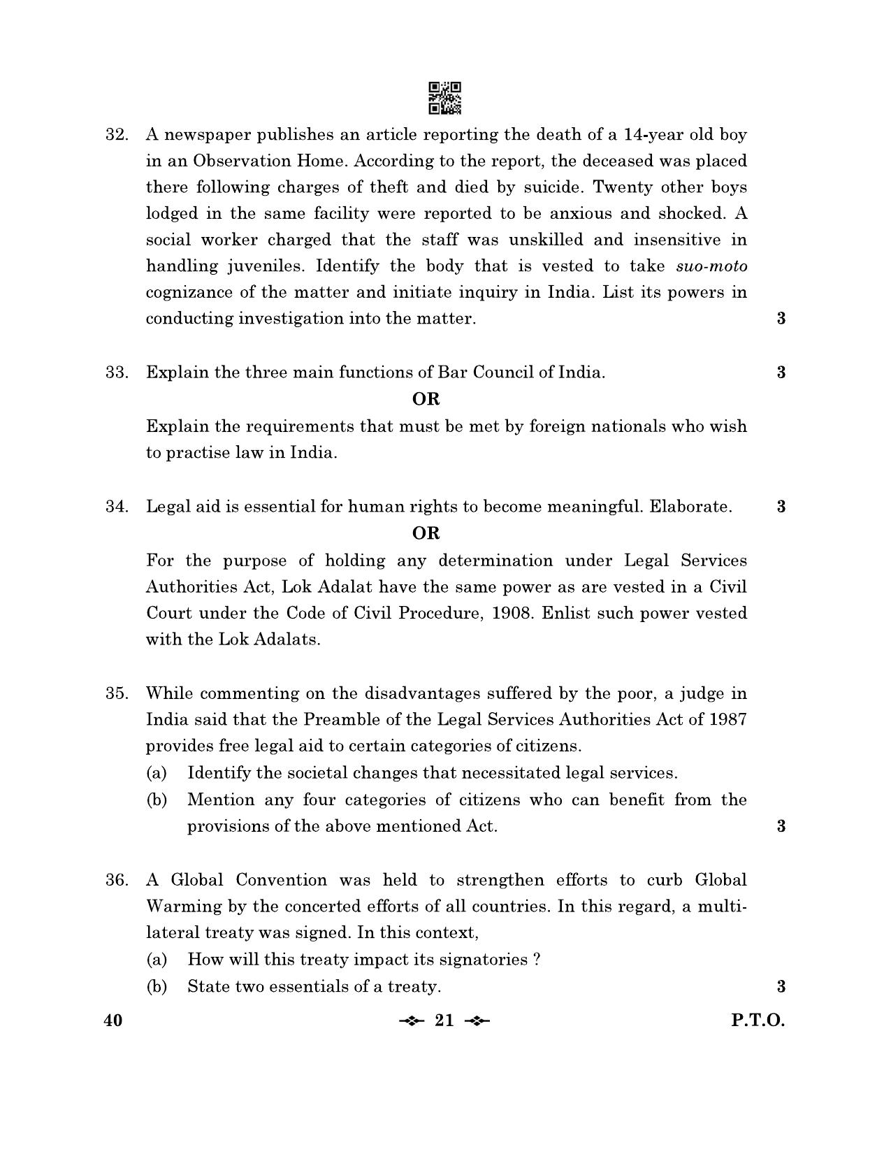 CBSE Class 12 40_Legal Studies 2023 Question Paper - Page 21