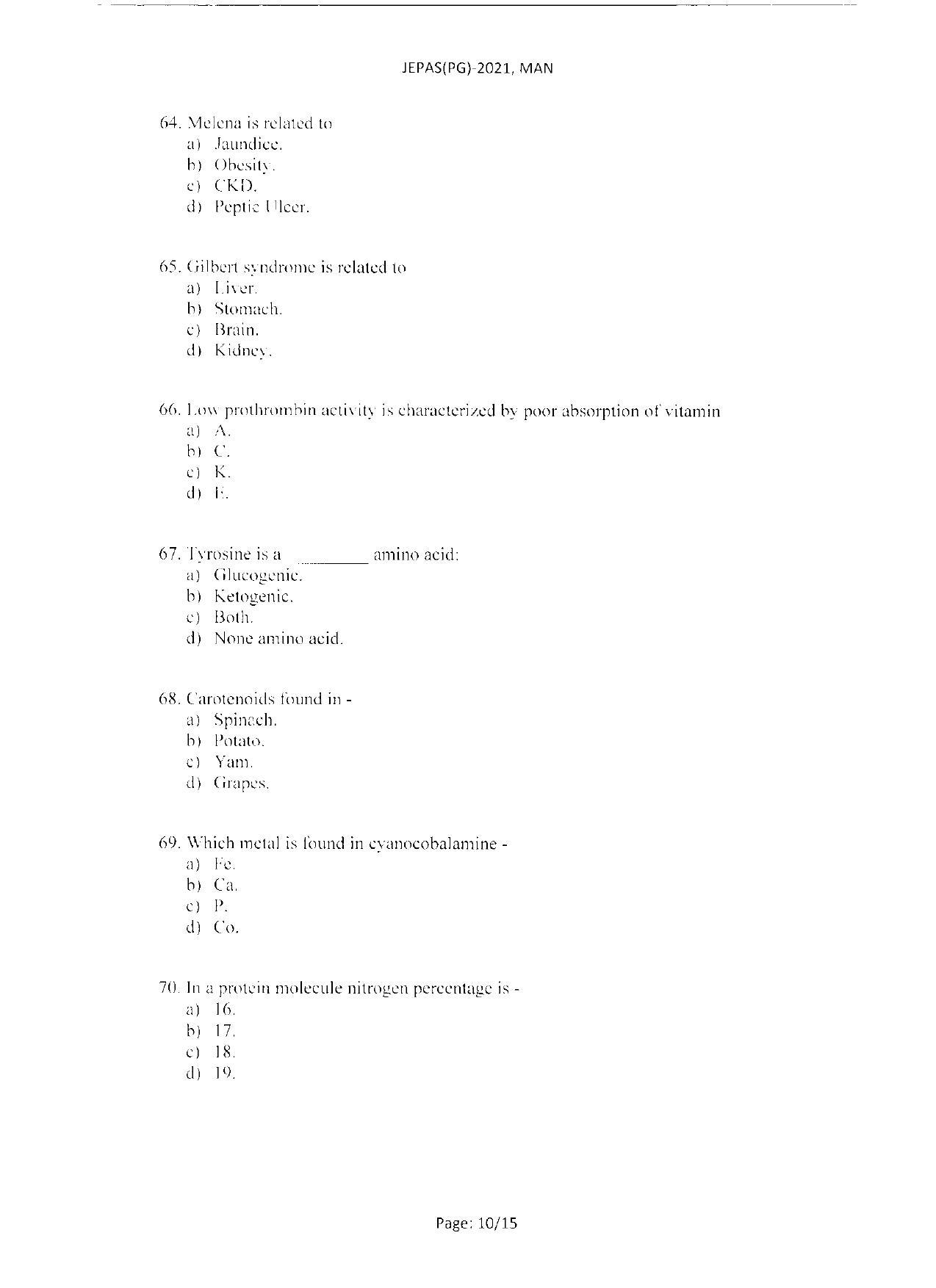 WBJEEB JEMAS (PG) 2021 MAN Question Paper - Page 12