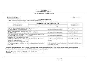 CBSE Class 12 Chemistry Analysis of Food Worksheets
