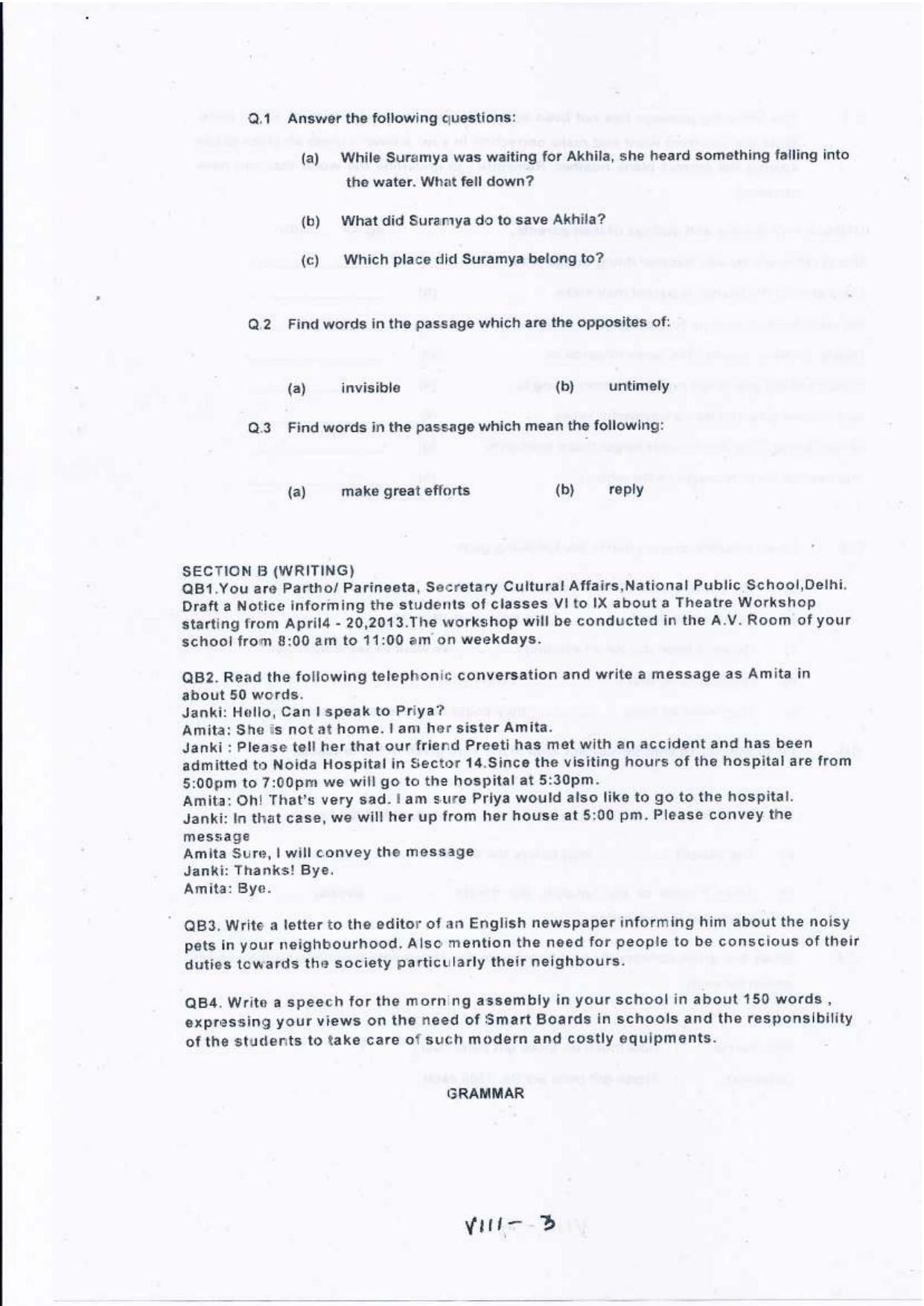 Class VIII English revision worksheet 2013 Assignment - Page 3