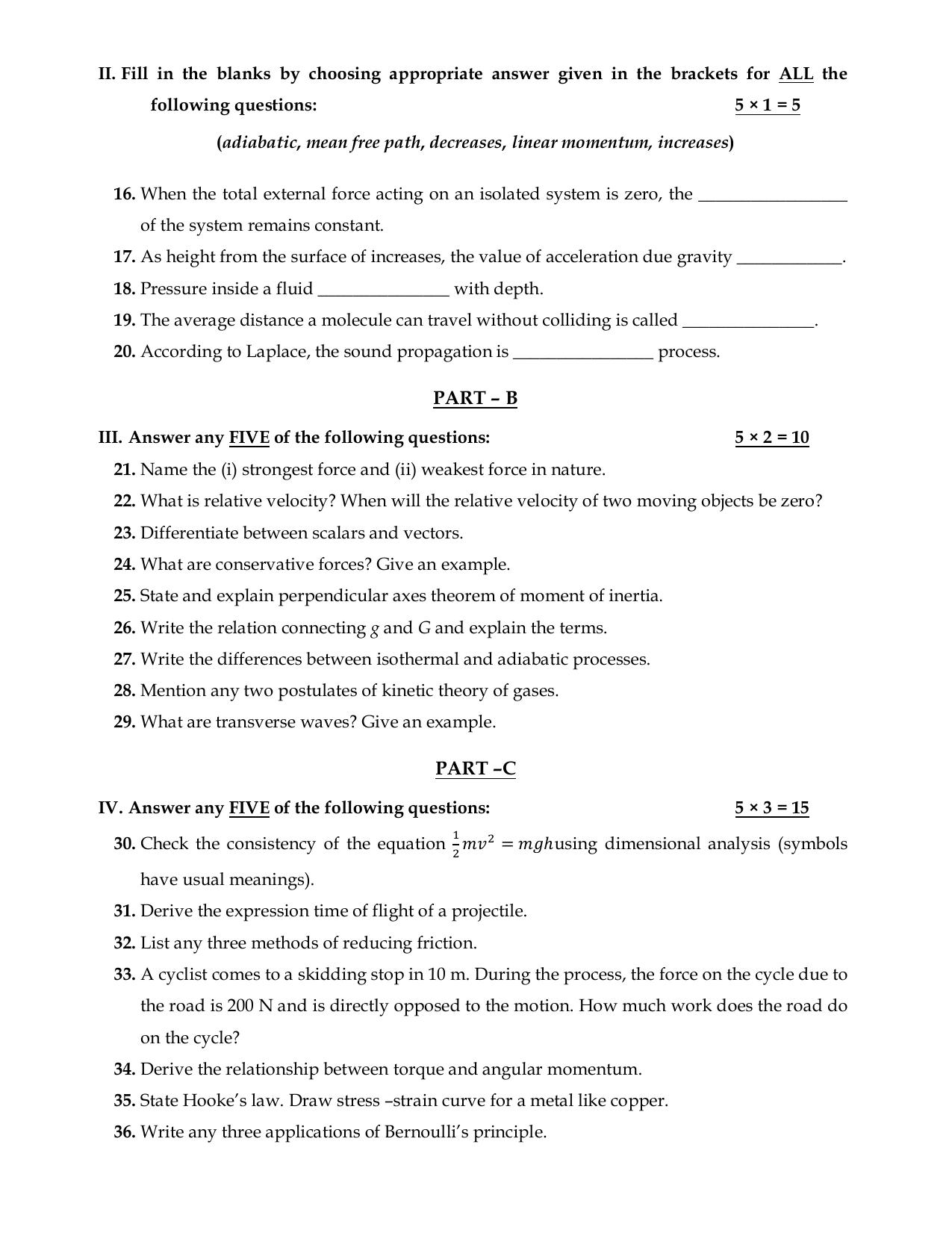 Karnataka 1st PUC PHYSICS Model Question Paper - Page 6
