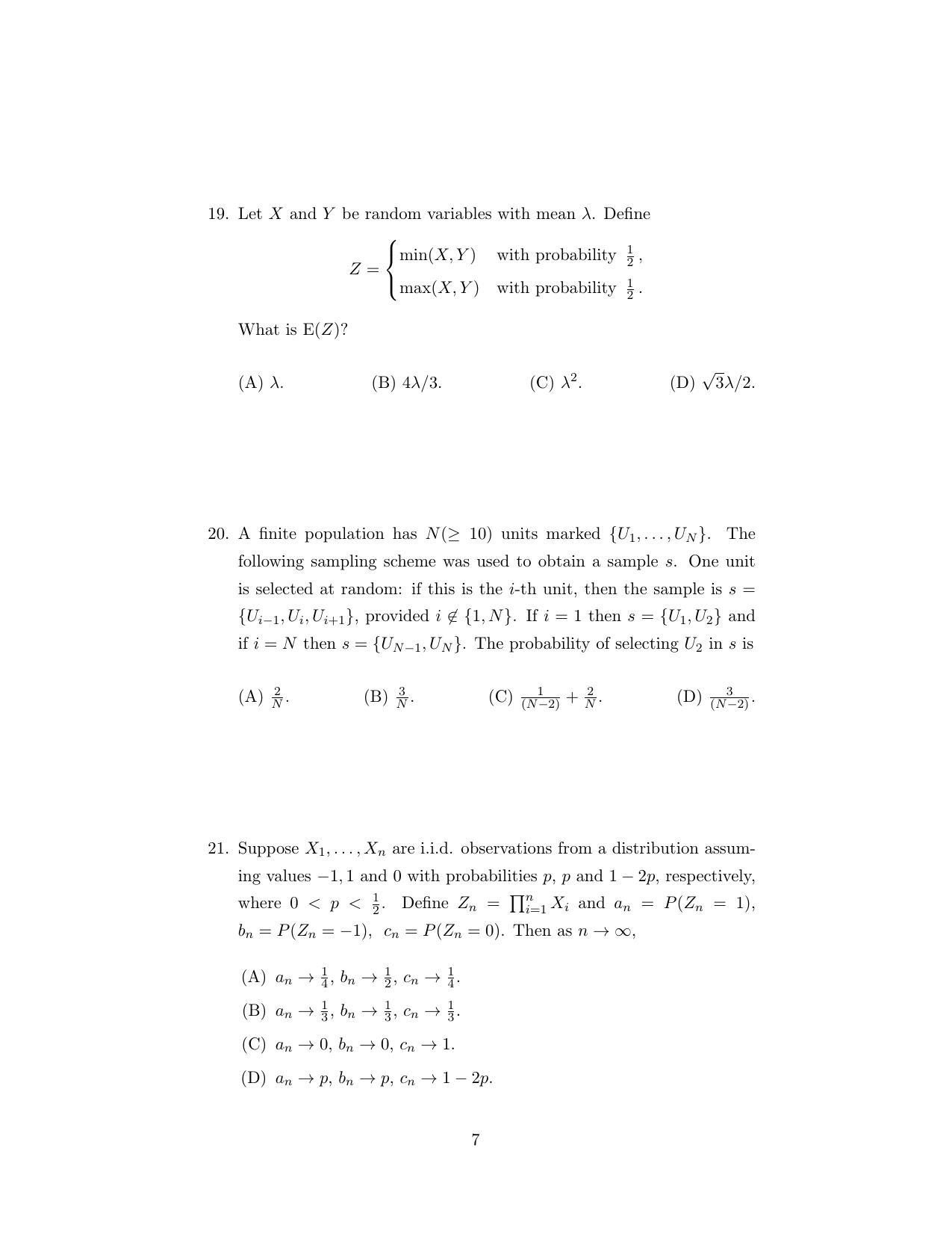 ISI Admission Test M.Stat.PSA 2018 Sample Paper - Page 13