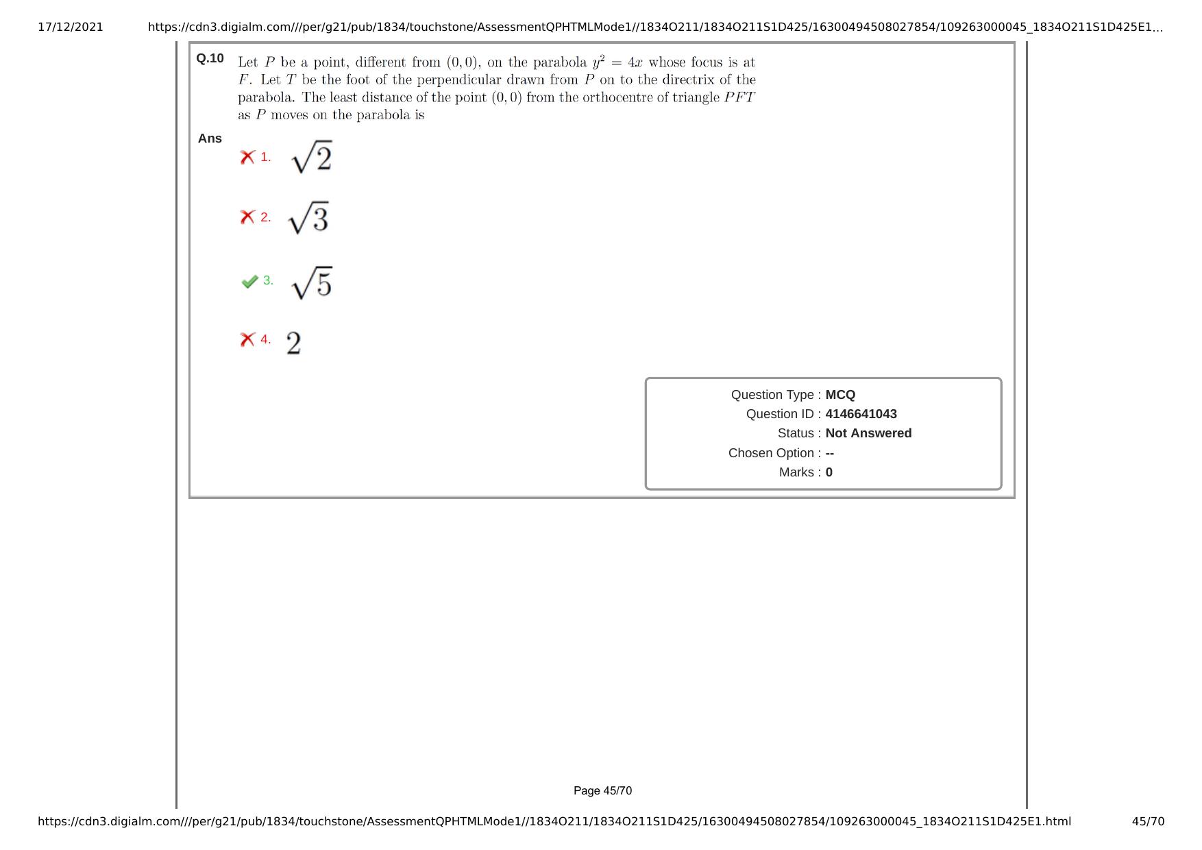 NEST Session I 2021 Question Paper - Page 45