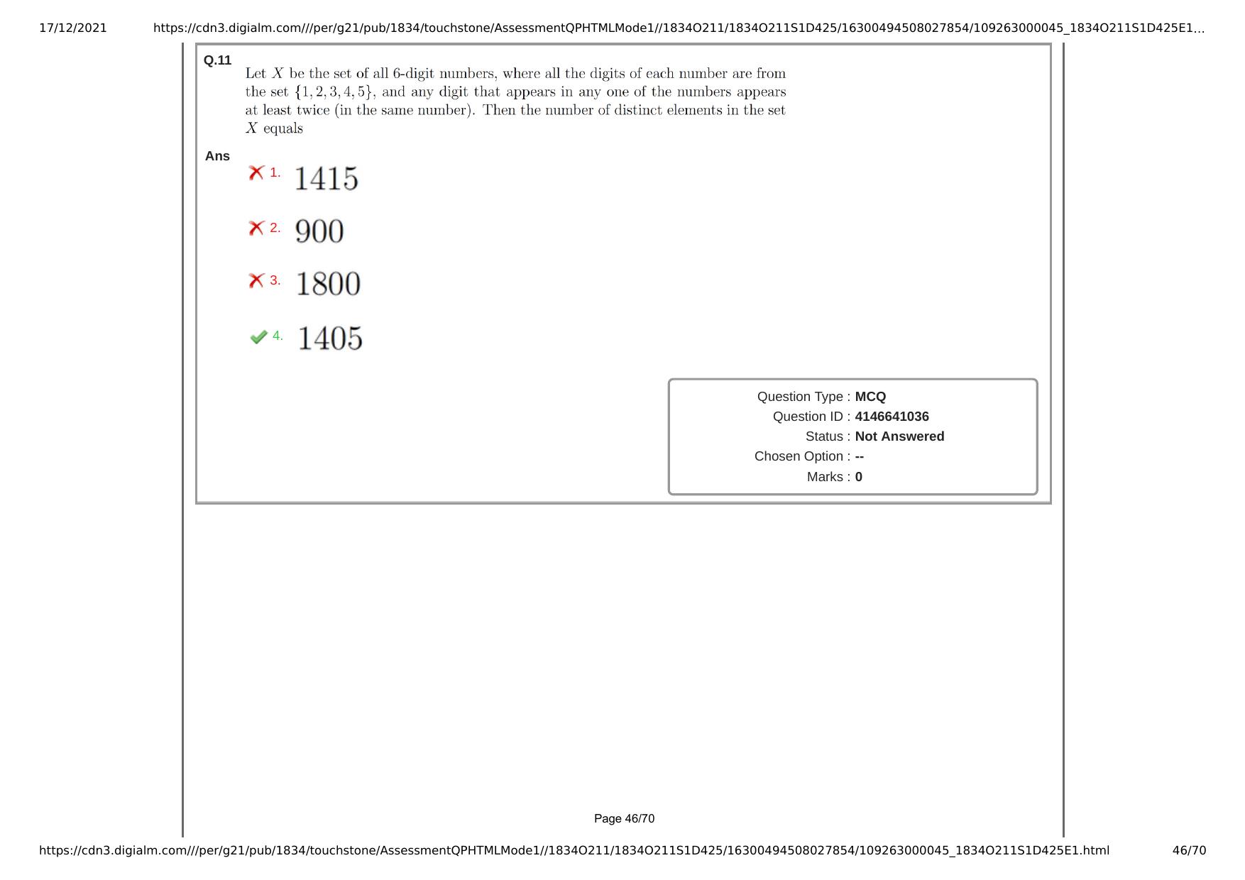 NEST Session I 2021 Question Paper - Page 46