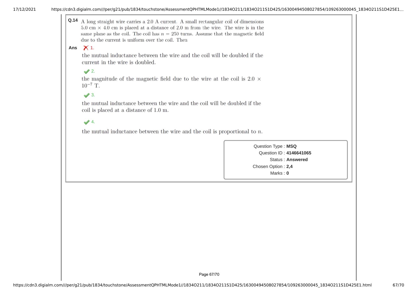 NEST Session I 2021 Question Paper - Page 67