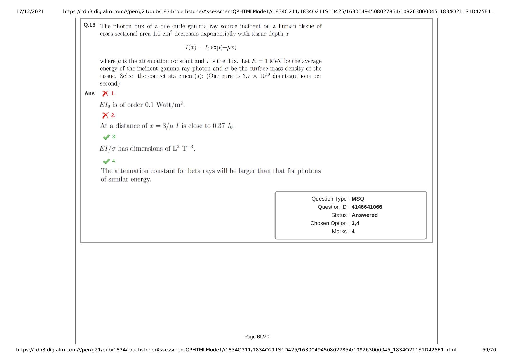 NEST Session I 2021 Question Paper - Page 69