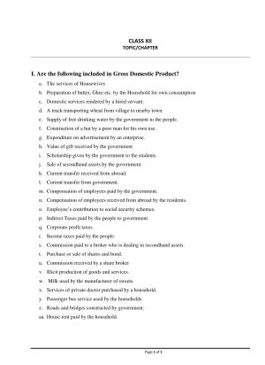 CBSE Class 12 Economics Gross Domestic Product
