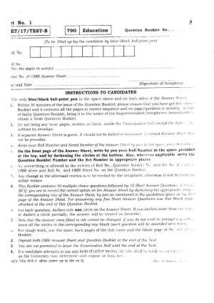 BHU RET EDUCATION 2017 Question Paper