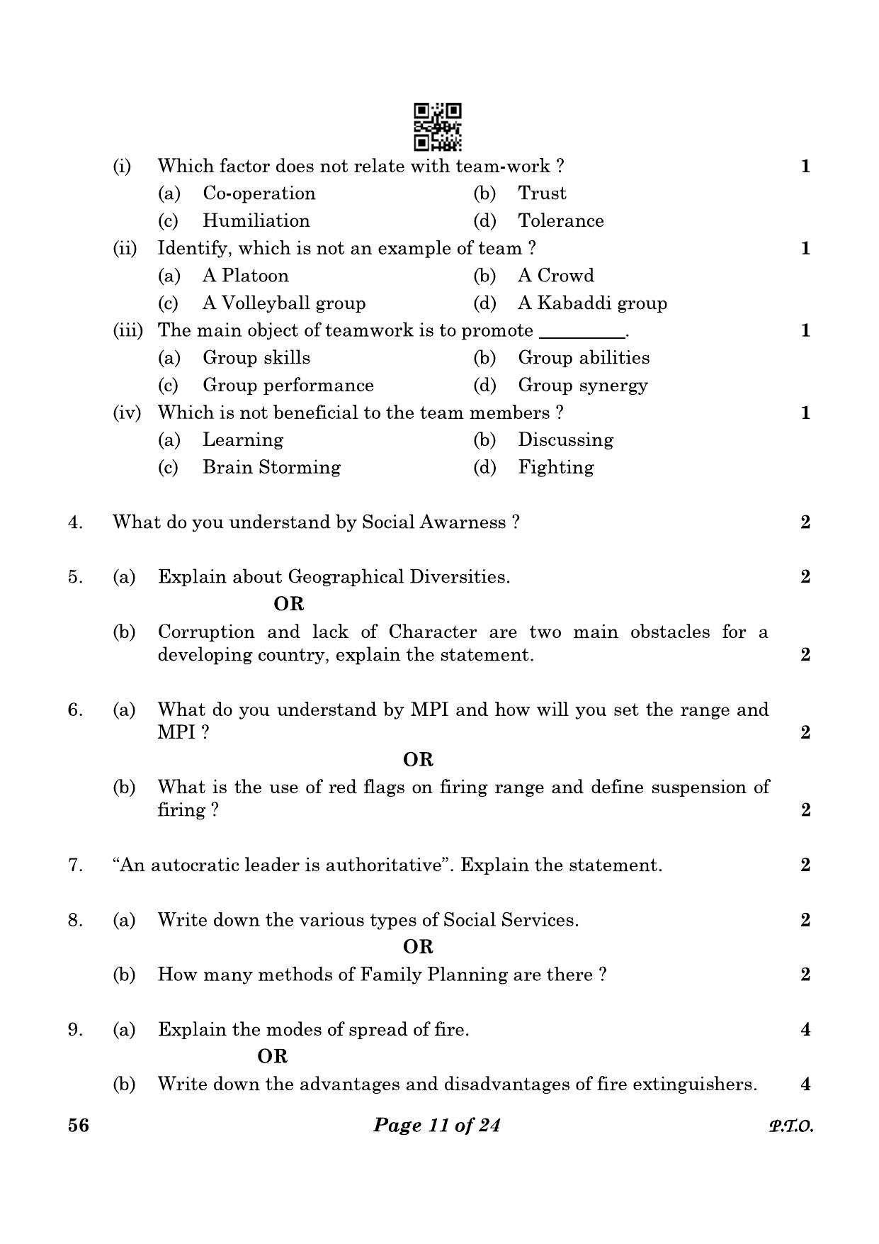 CBSE Class 10 56_NCC  2023 Question Paper - Page 11